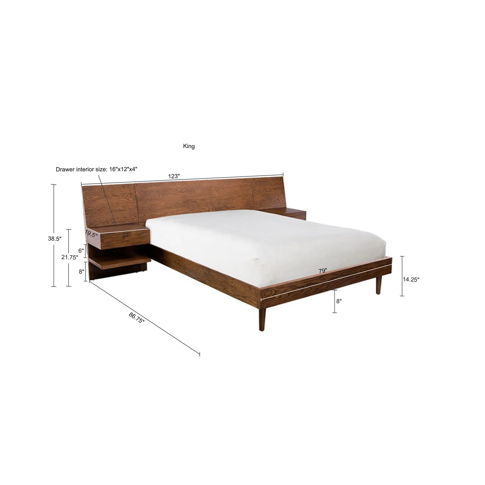 Clark - 3 Piece Bedroom Set (King Bed With 2 Nightstands) - Pecan - Image 2