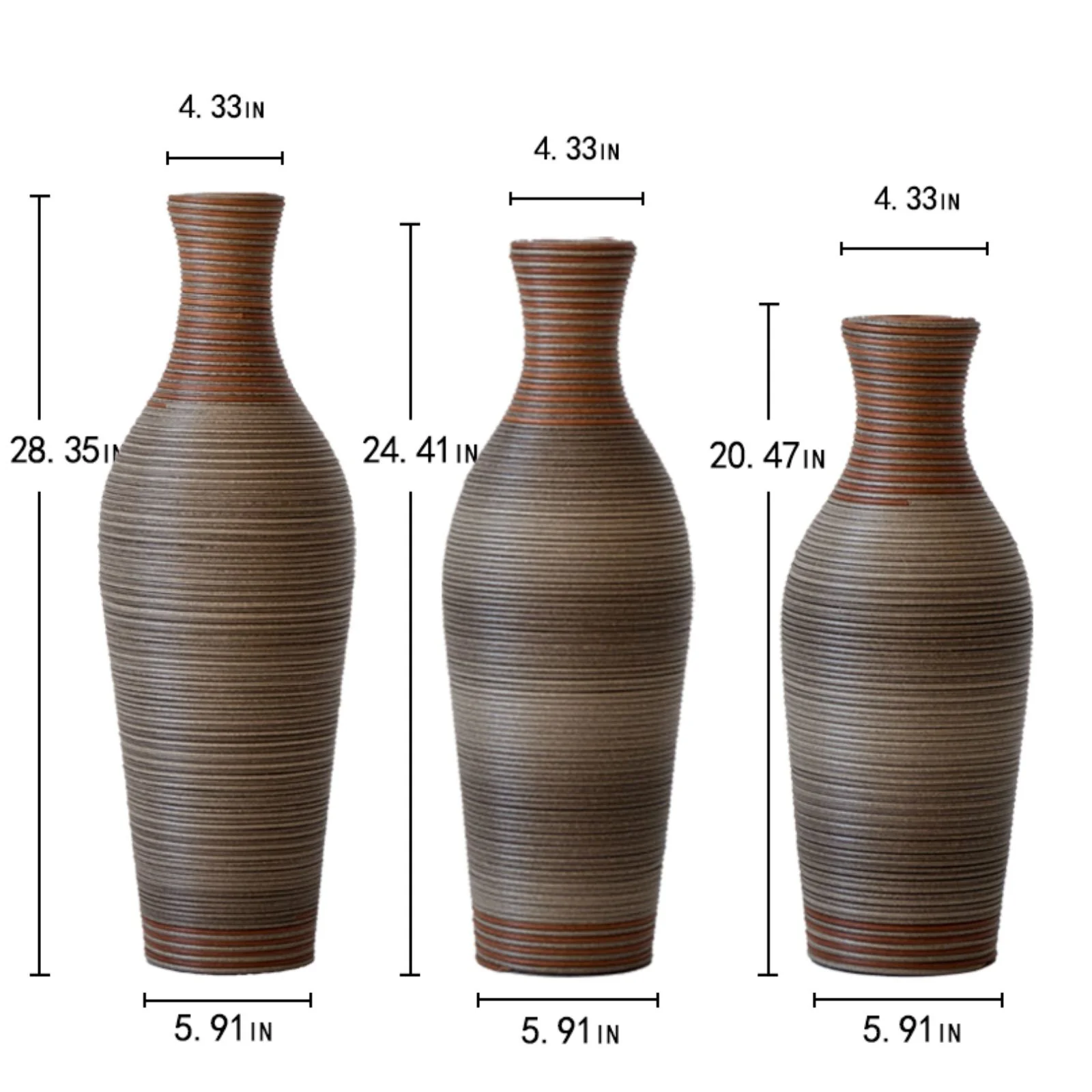 Classic And Neat Floor Vase, High Independent Flower Stand (Set of 3) - Image 9