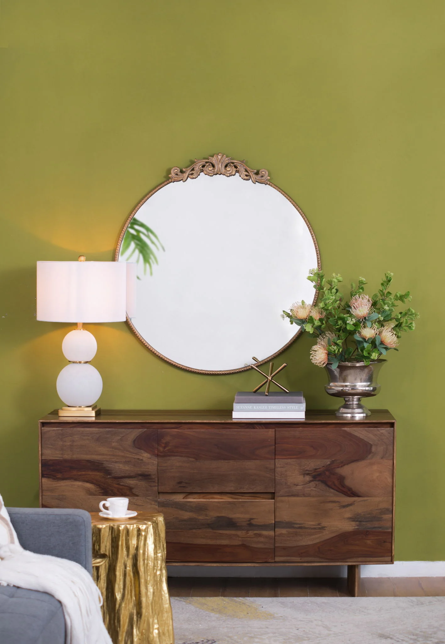 Classic Design Mirror With Baroque Inspired Frame For Bathroom, Entryway Console Lean Against Wall - Image 10