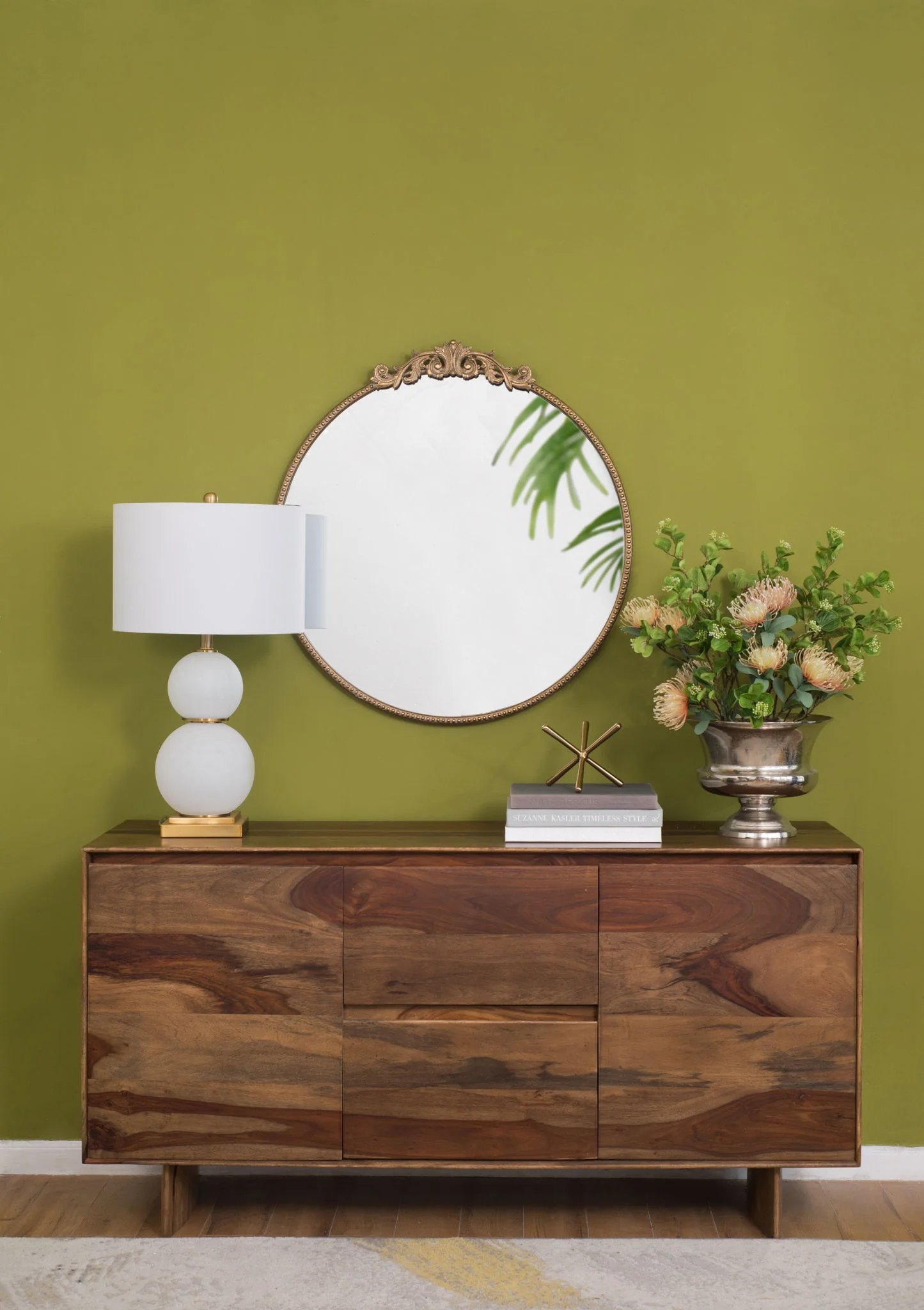 Classic Design Mirror With Baroque Inspired Frame For Bathroom, Entryway Console Lean Against Wall - Image 12