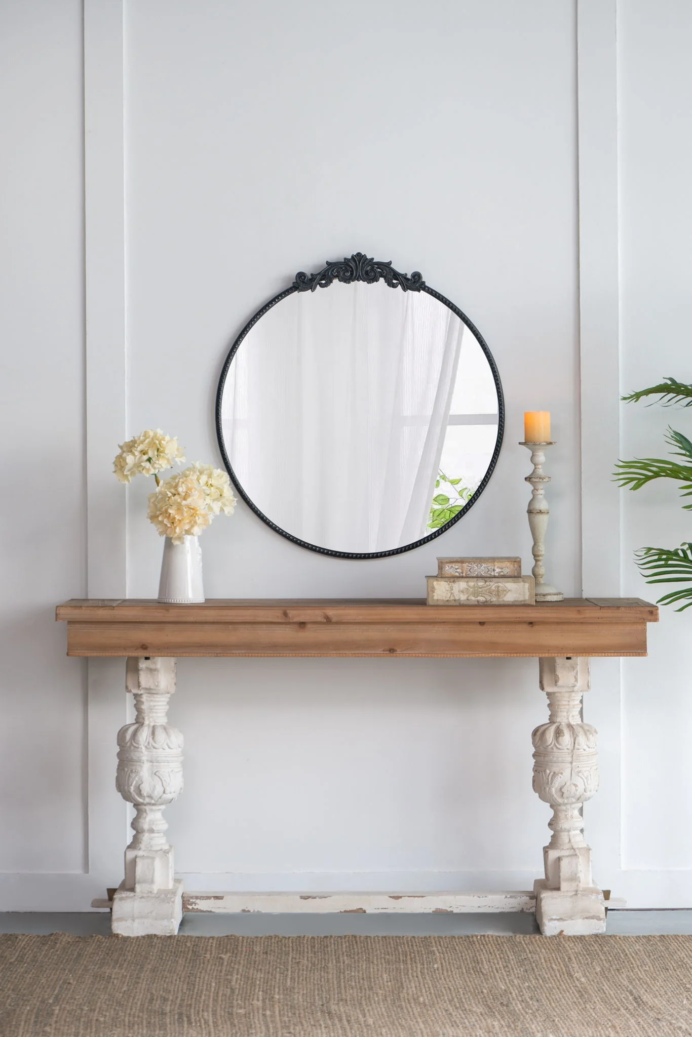 Classic Design Mirror With Baroque Inspired Frame For Bathroom, Entryway Console Lean Against Wall - Image 13