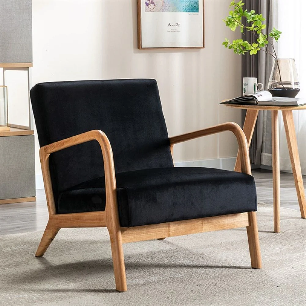 Classic Mid-Century Modern Accent Chairs, Open Framed Armchair With Cushioning - Image 6