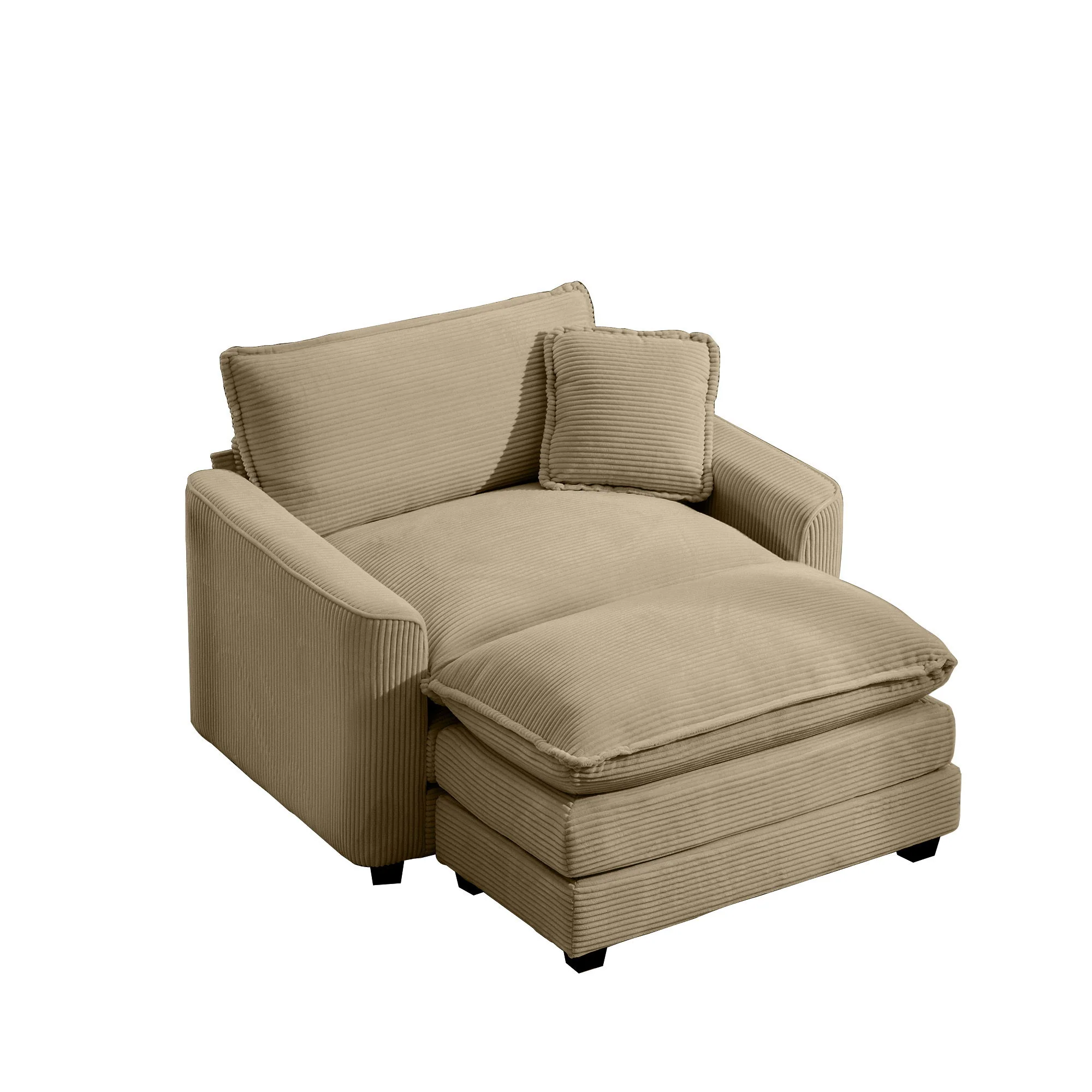 Classic Modern Comfortable Single Chair Deep Seat Sofa With Footstool - Image 2