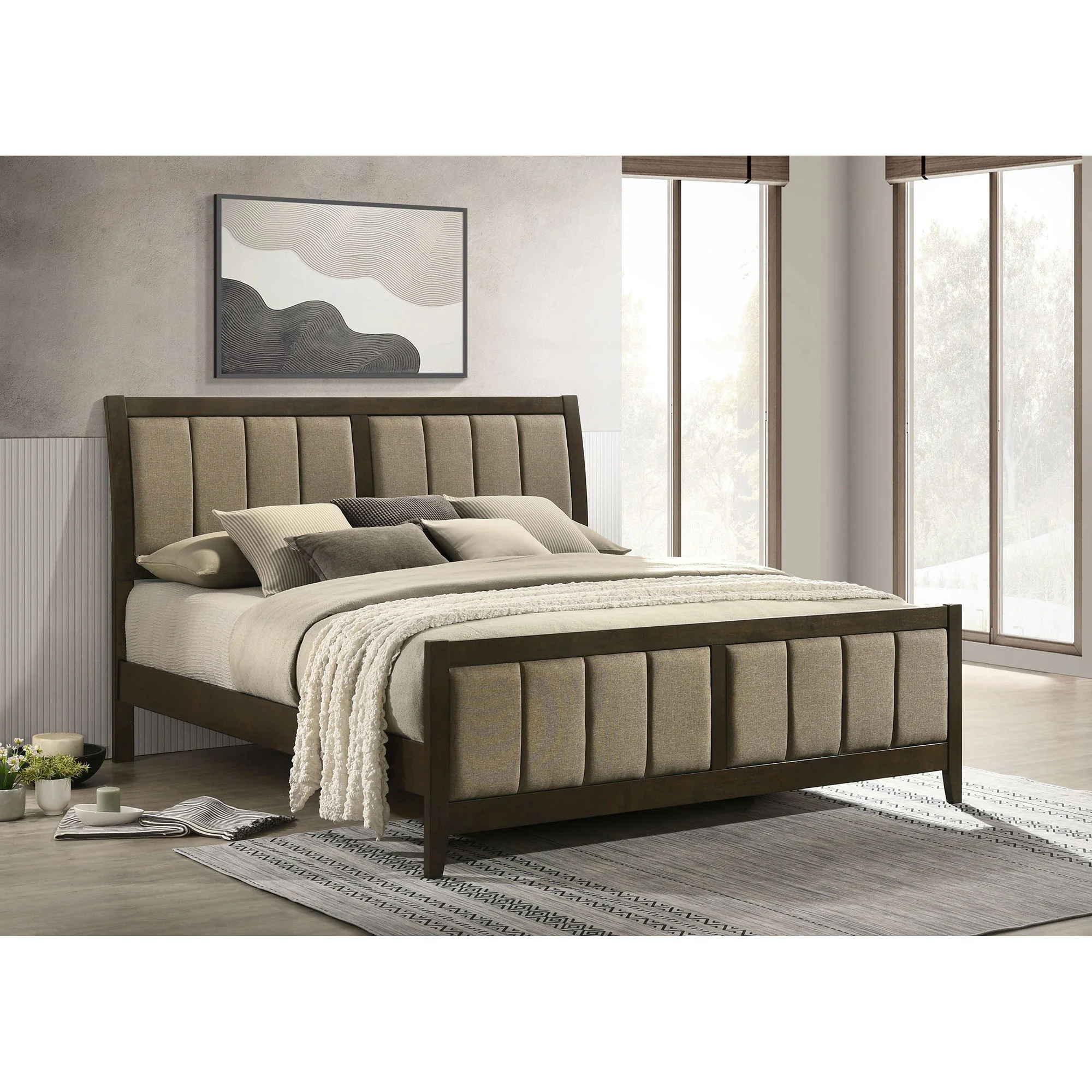 Clement - Upholstered Eastern King Bed - Dark Brown - Image 2