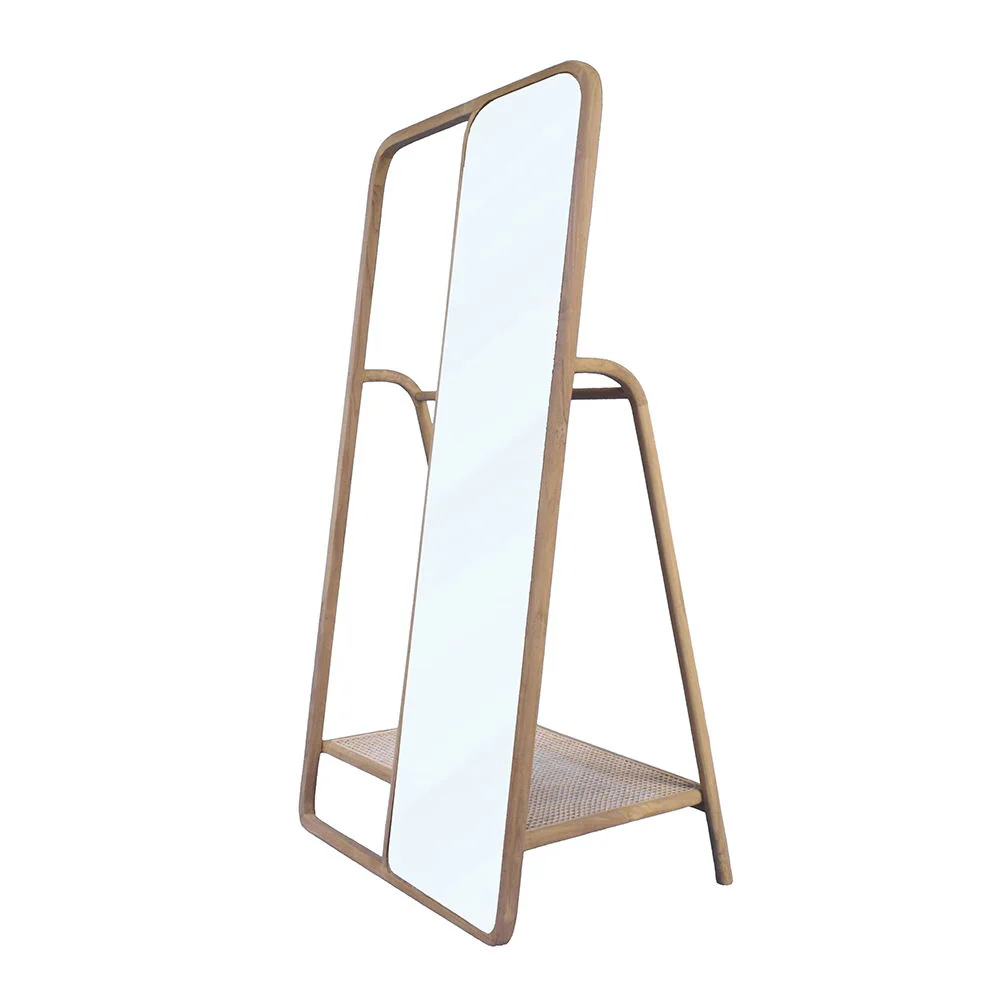 Clothes Hanger With Mirror, Large - Brown - Image 2