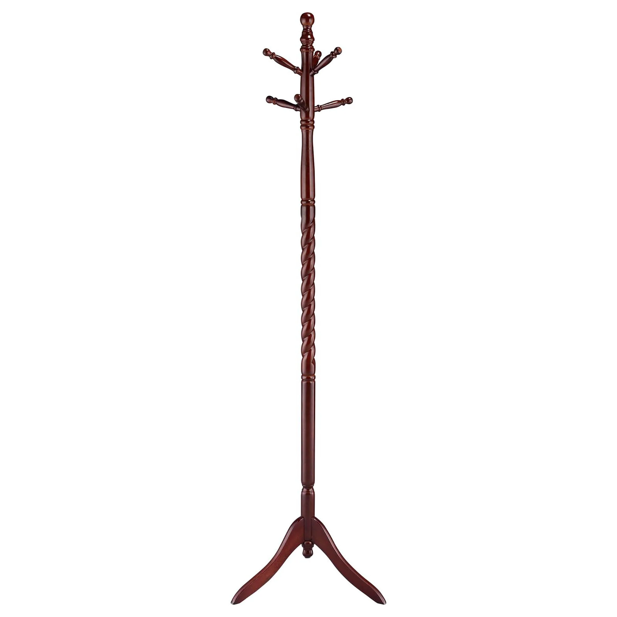 Coat Rack With Post Traditional Entryway Organizer With 6 Hooks - Brown - Image 2