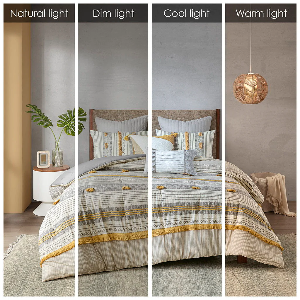 Cody - King 3 Piece Comforter Set - Gray / Yellow - Image 4