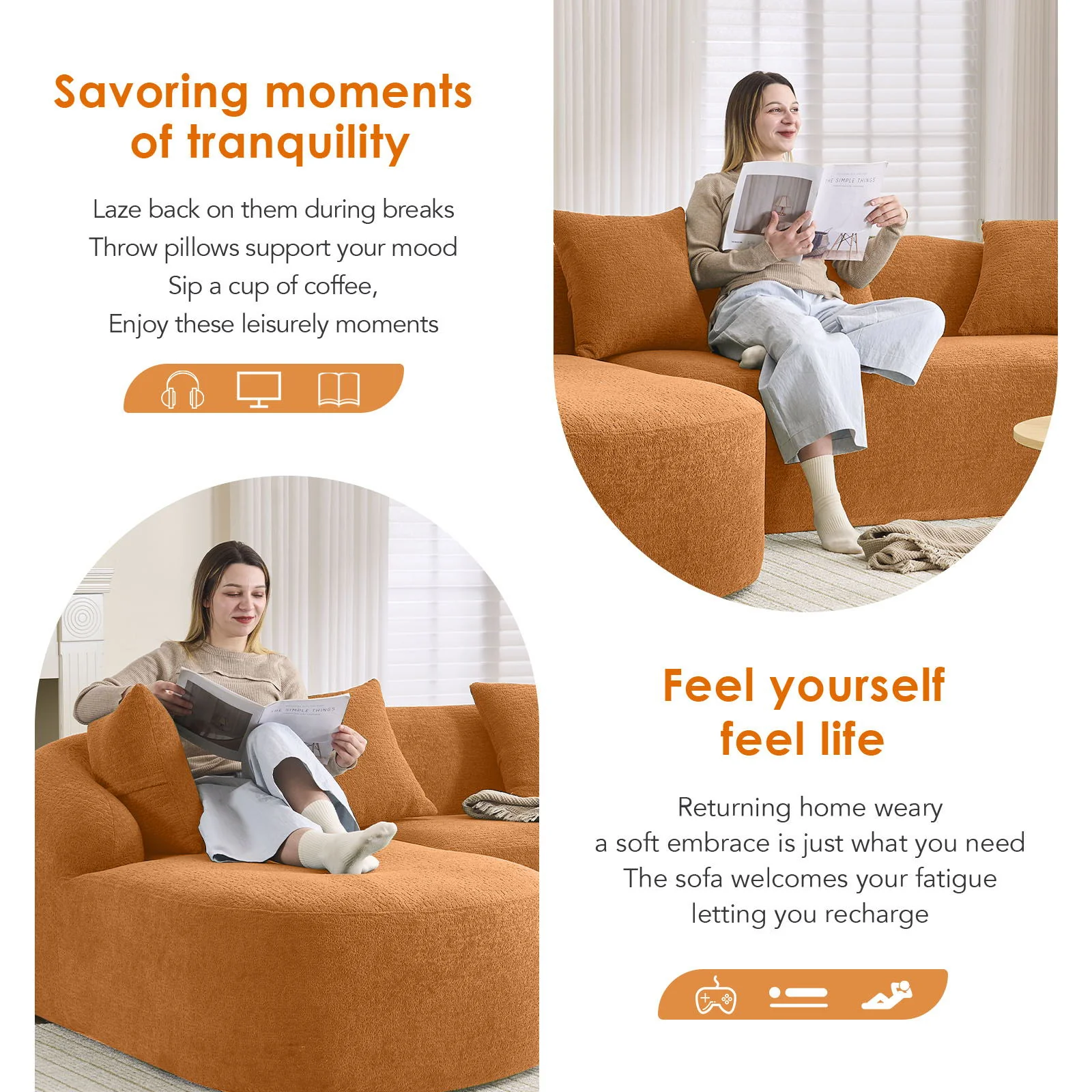 Combined Sofa With 4 Pillows - Image 11