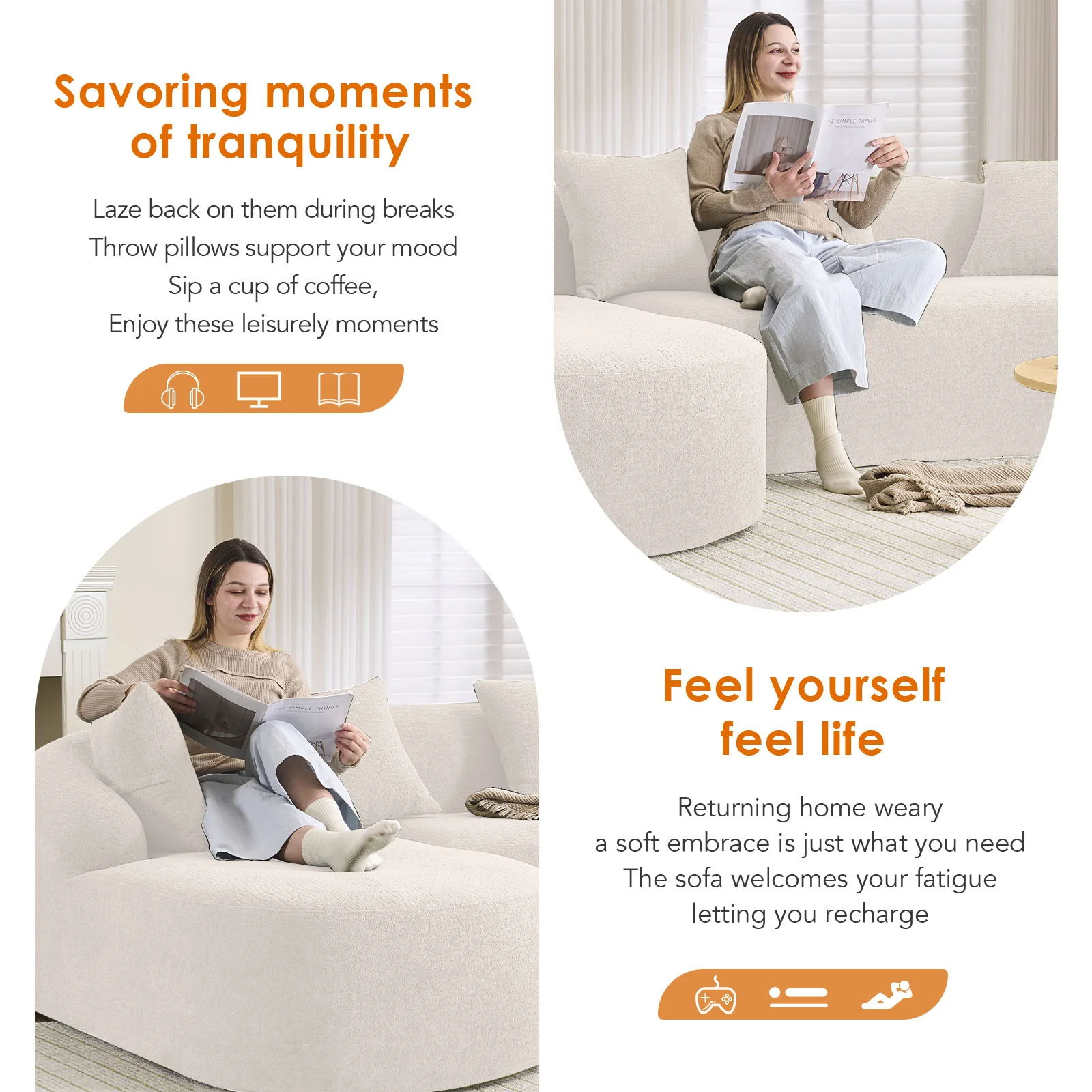 Combined Sofa With 4 Pillows - Image 13
