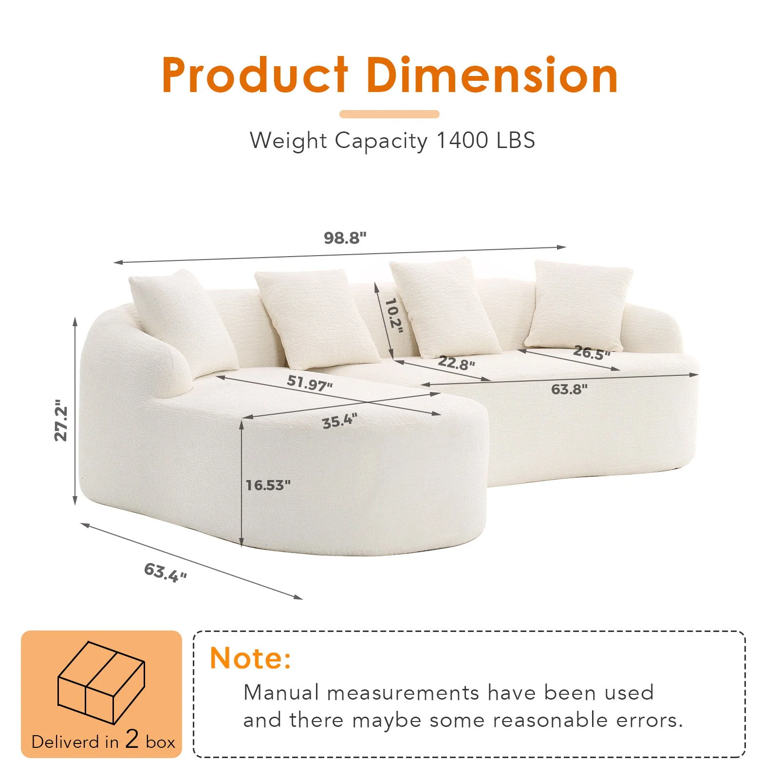 Combined Sofa With 4 Pillows - Image 5