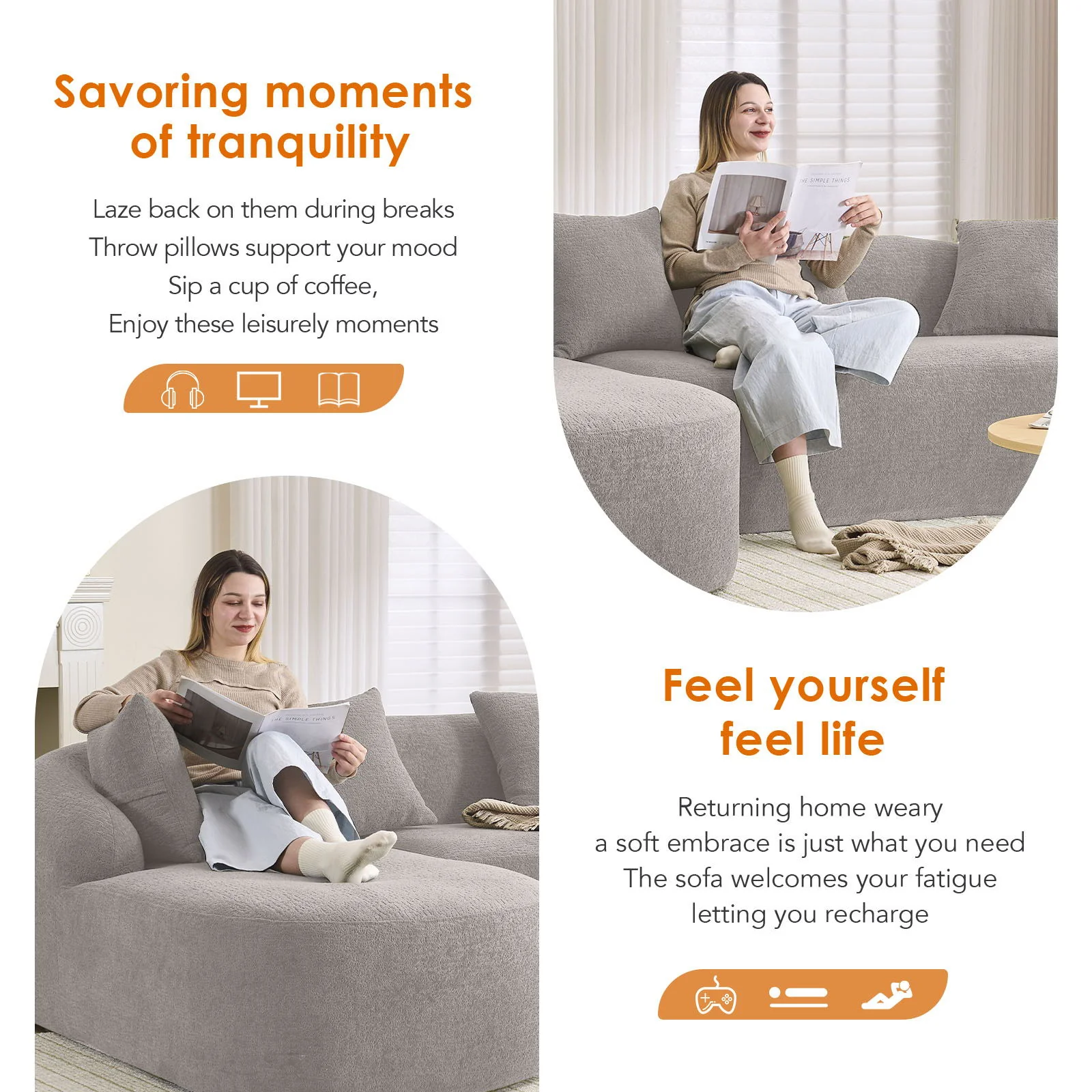 Combined Sofa With 4 Pillows - Image 8