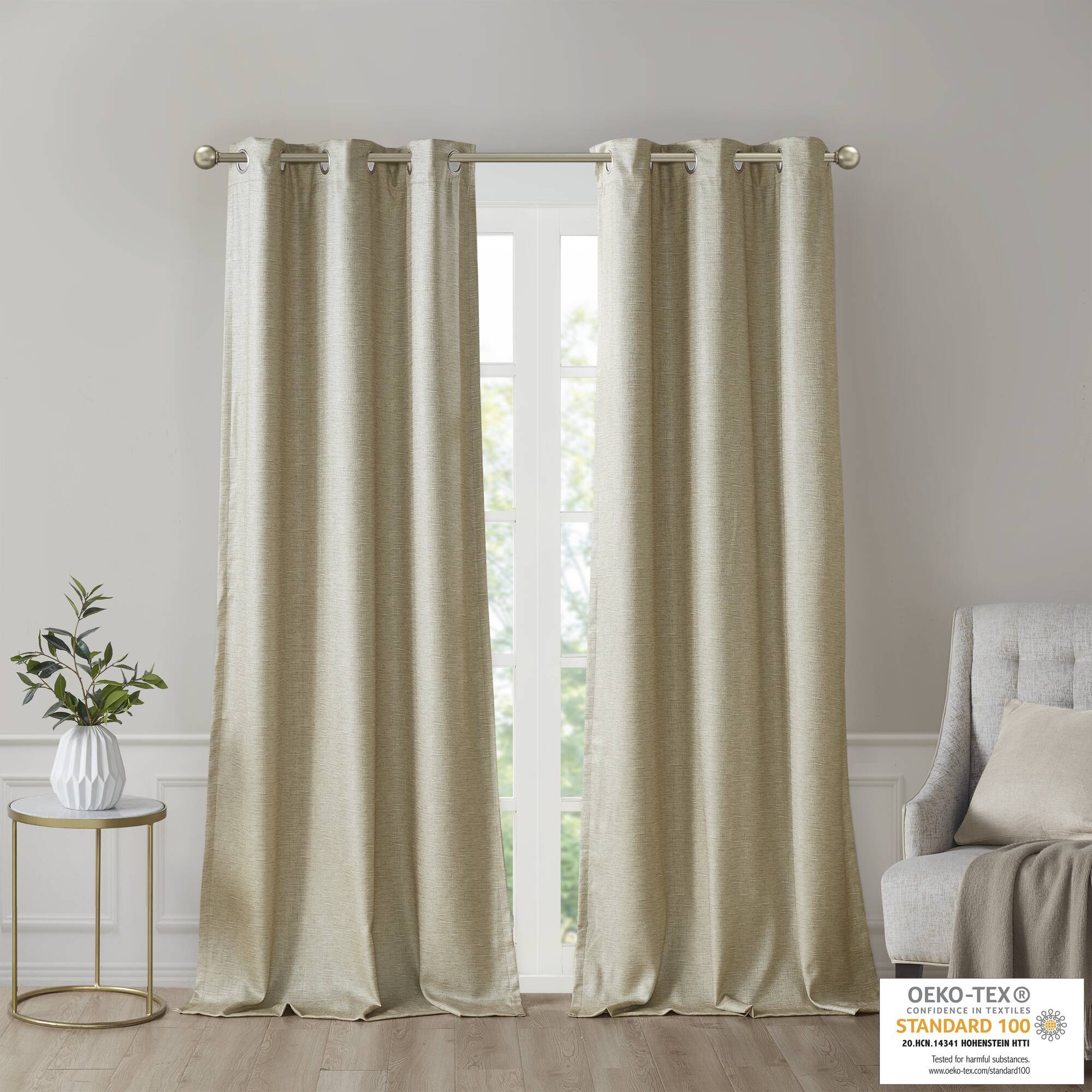 Como - Tonal Printed Total Blackout Window Panel Pair - Taupe - Image 4