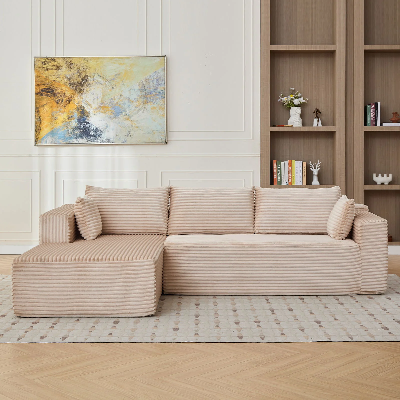 Compression Sectional Couch With Comfy Chaise, Boneless L Shape Sofa With Deep Seat - Image 19