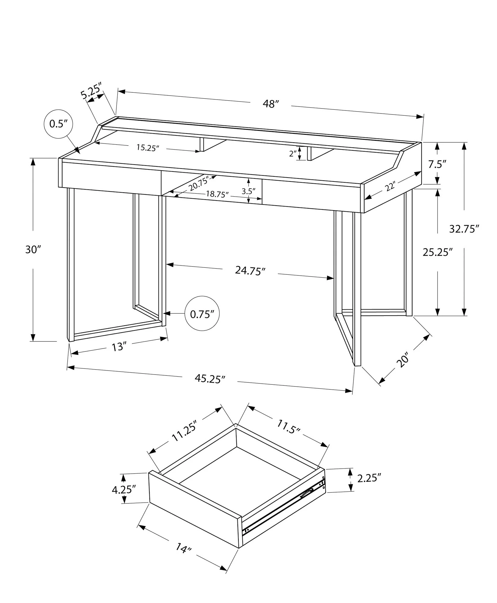 Computer Desk For Home Office, Ample Storage, Contemporary & Modern - Image 6