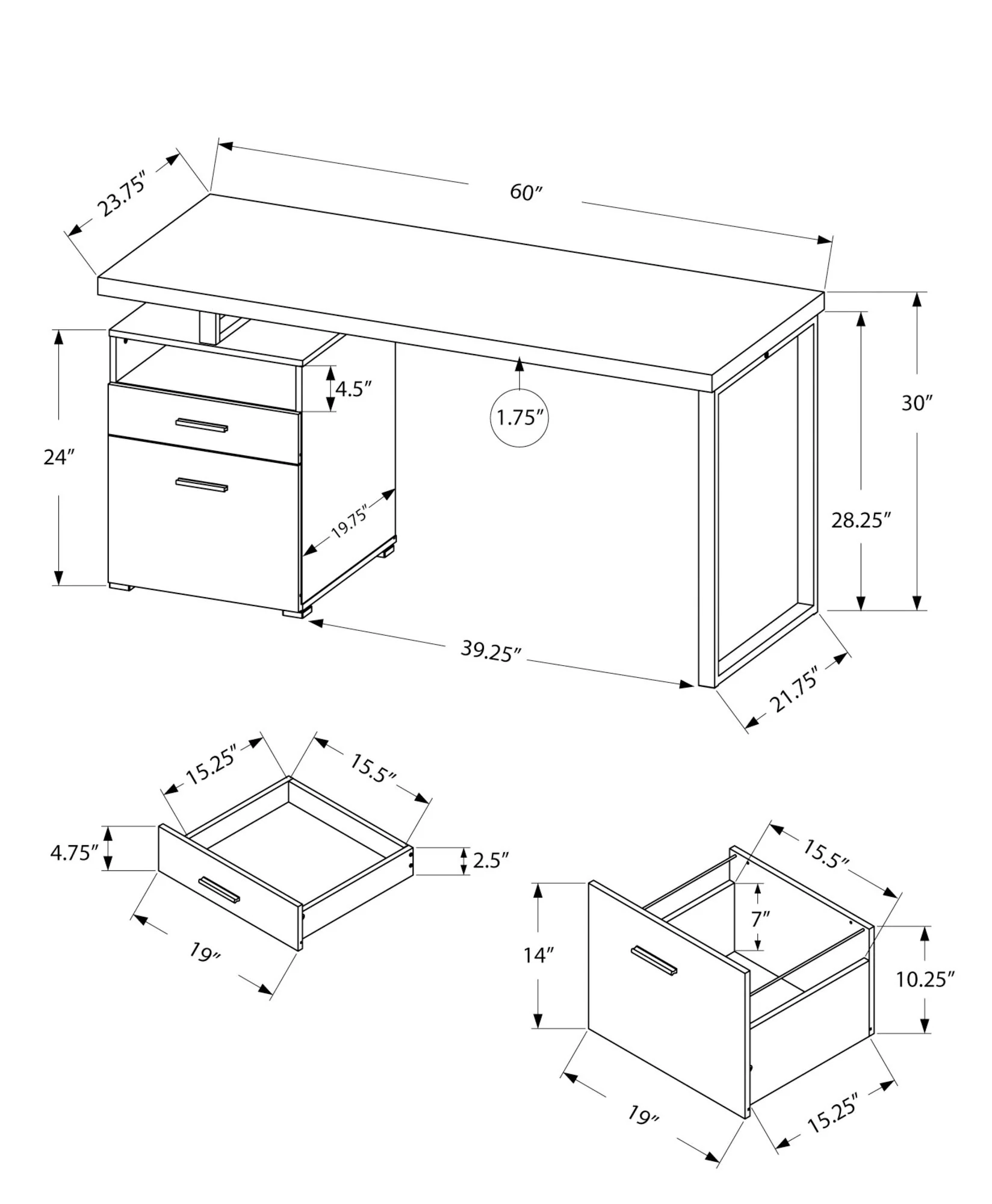 Computer Desk For Home Office, Laptop, Left Right Set - Up, Storage Drawers, Contemporary & Modern - Image 8