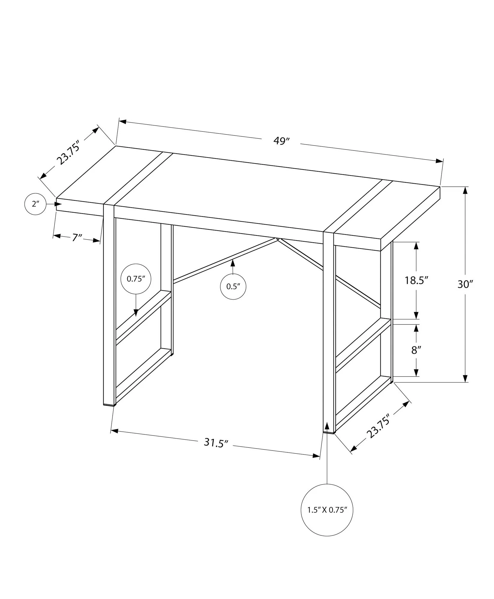 Computer Desk For Home Office, Laptop, Modern Convenient Design - Gray - Image 4