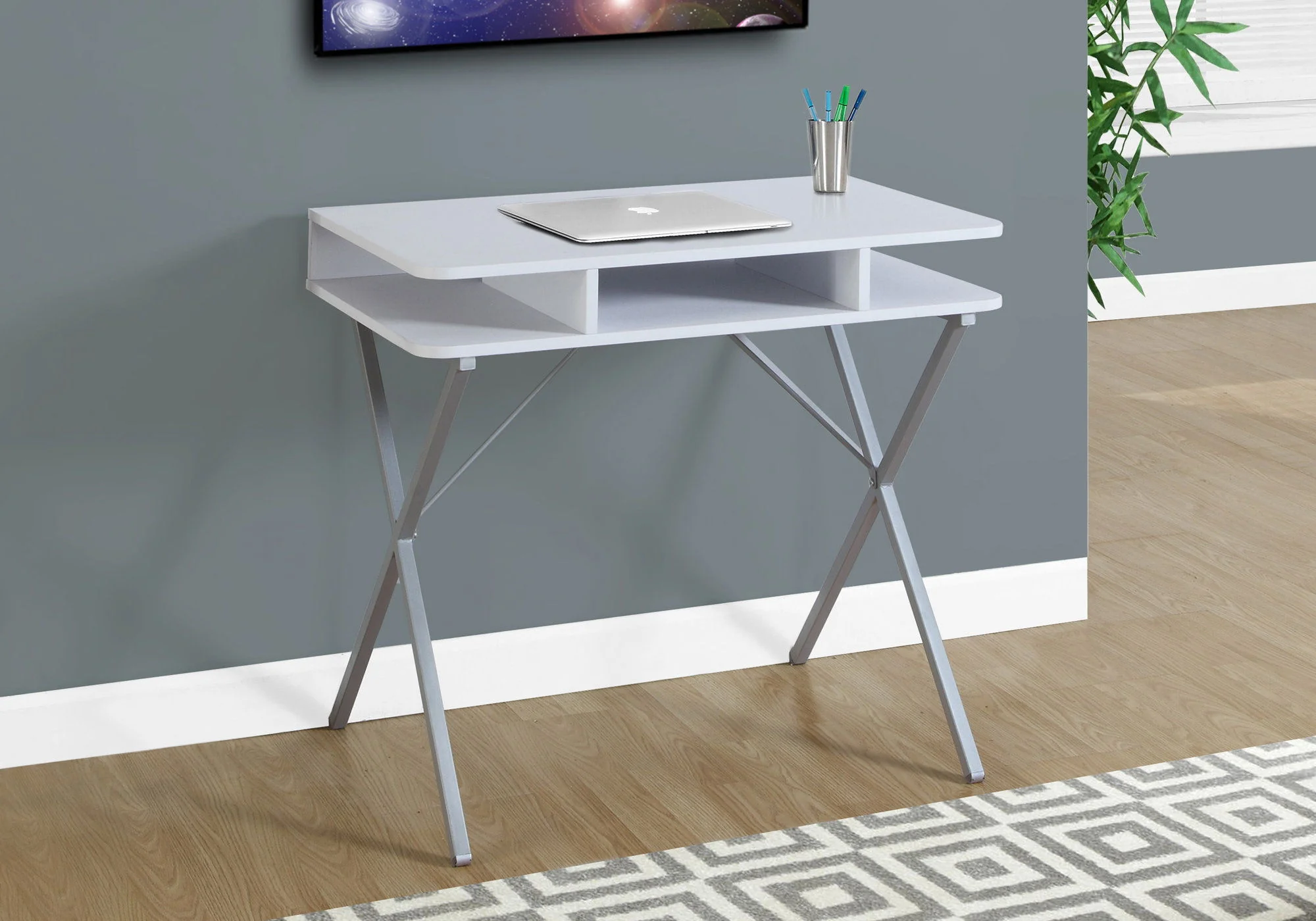 Computer Desk For Home Office, Laptop, Storage Shelves, Modern Convenient Design - White - Image 3