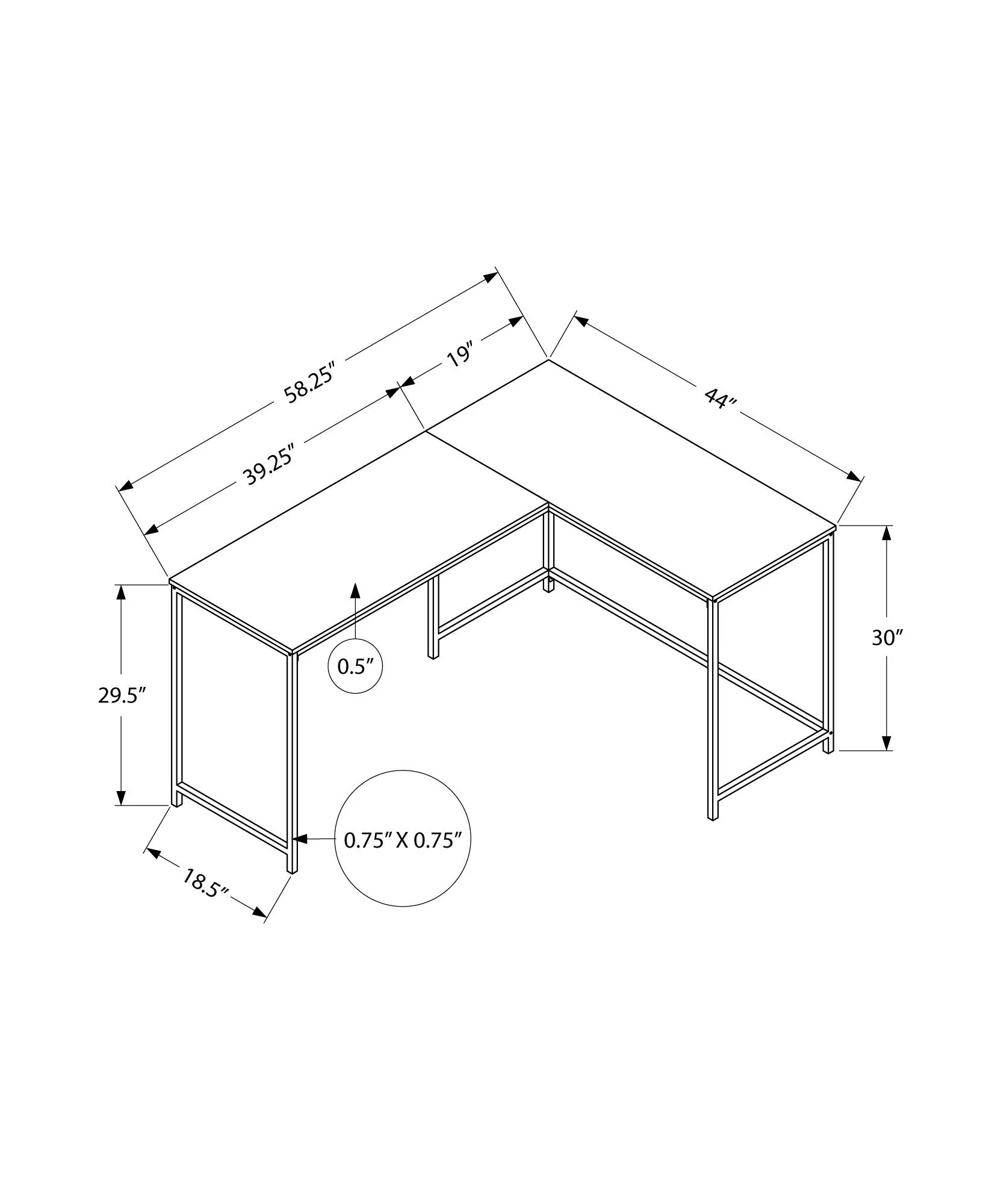 Computer Desk, Home Office, Corner, L Shape, Laptop, Marble Look Contemporary & Modern - Image 8