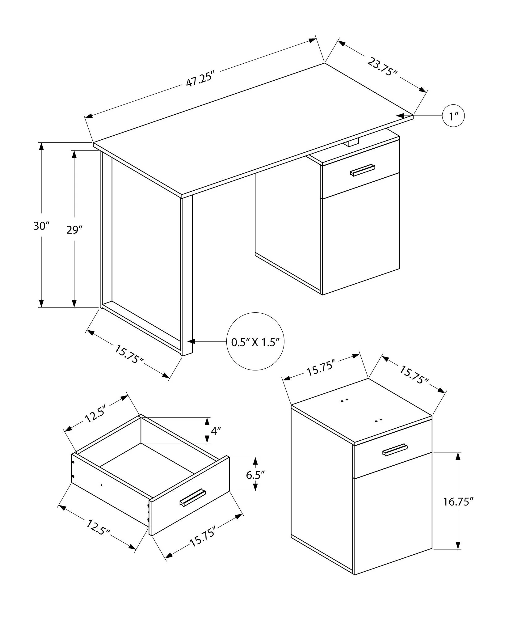 Computer Desk, Home Office, Laptop, Left, Right Set-Up, Storage Drawers, Work, Contemporary, Modern - Image 12