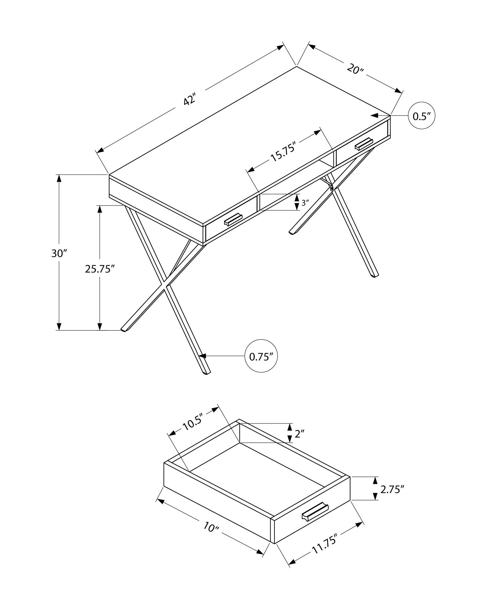 Computer Desk, Home Office, Laptop, Left / Right Set-Up, Storage Drawers, Work, Contemporary, Modern - Image 19
