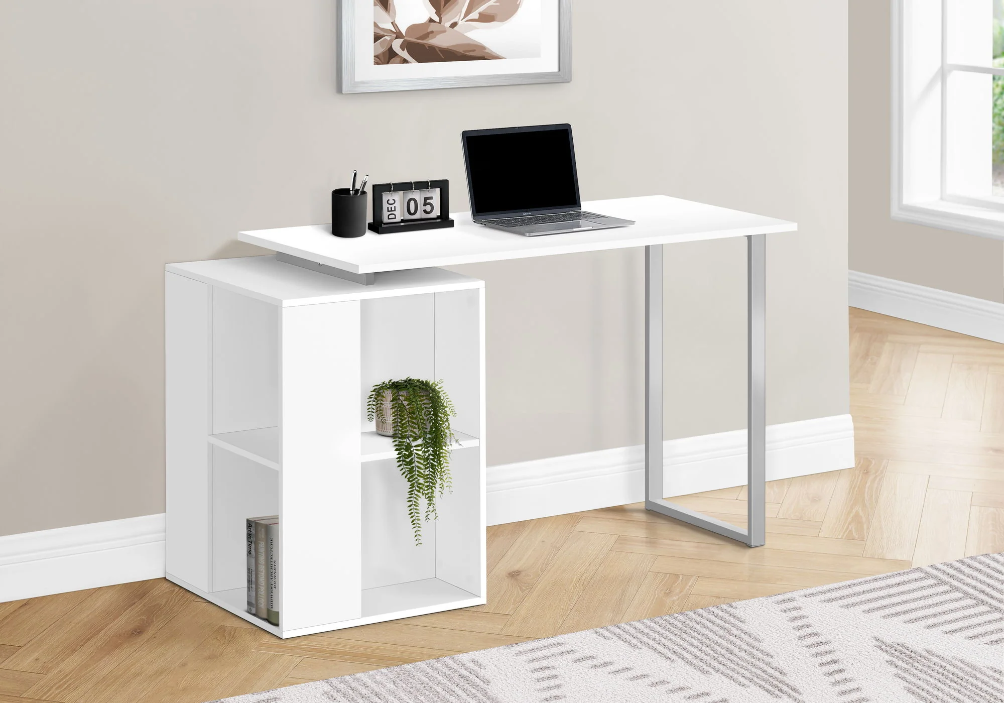 Computer Desk, Home Office, Left, Right Set-Up, Storage Shelves, Work, Laptop, Contemporary, Modern - Image 5