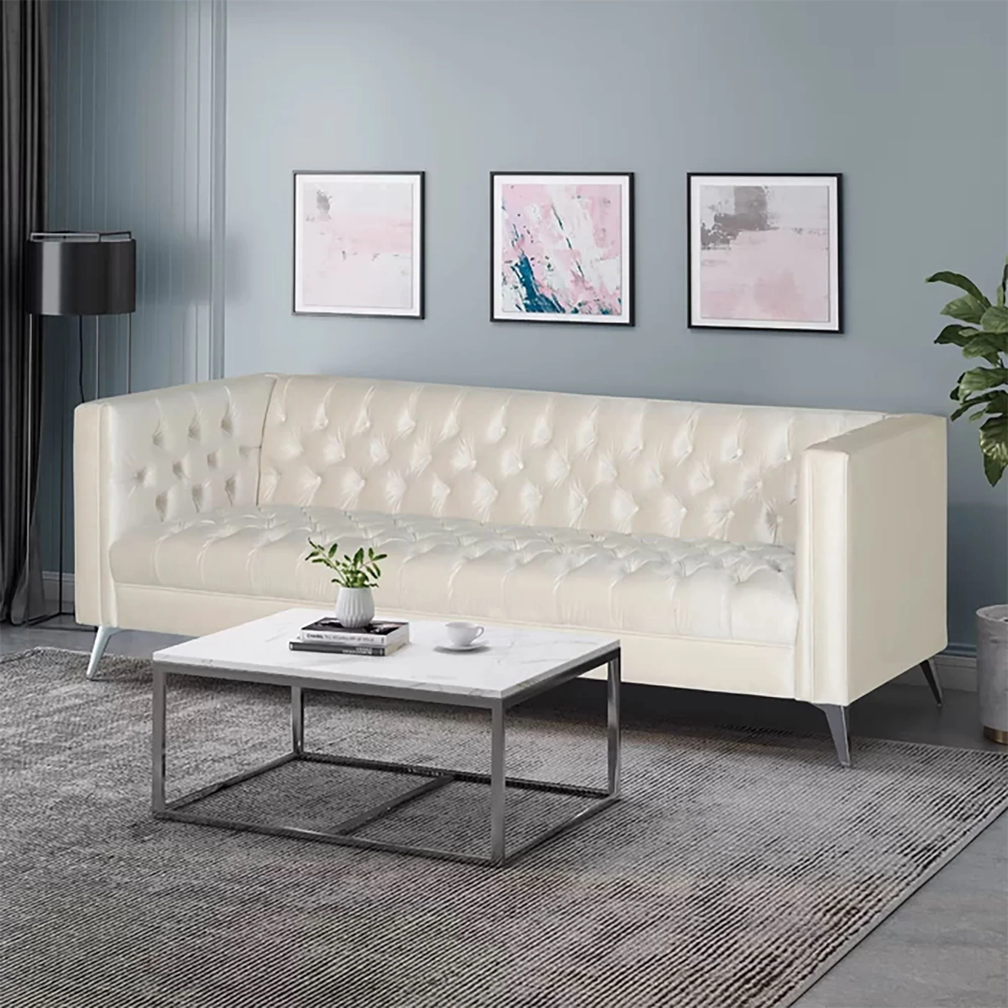 Contemporary 3 Seater Sofa With Button Tufting - Image 3
