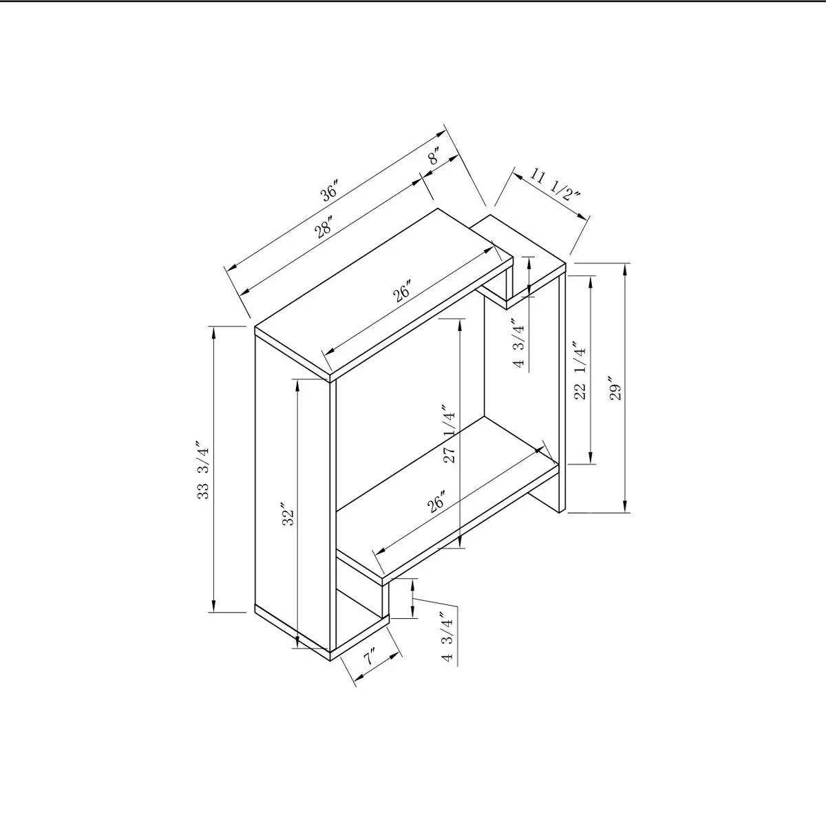 Contemporary Console Table With Two Open Shelves - White / Gray - Image 3