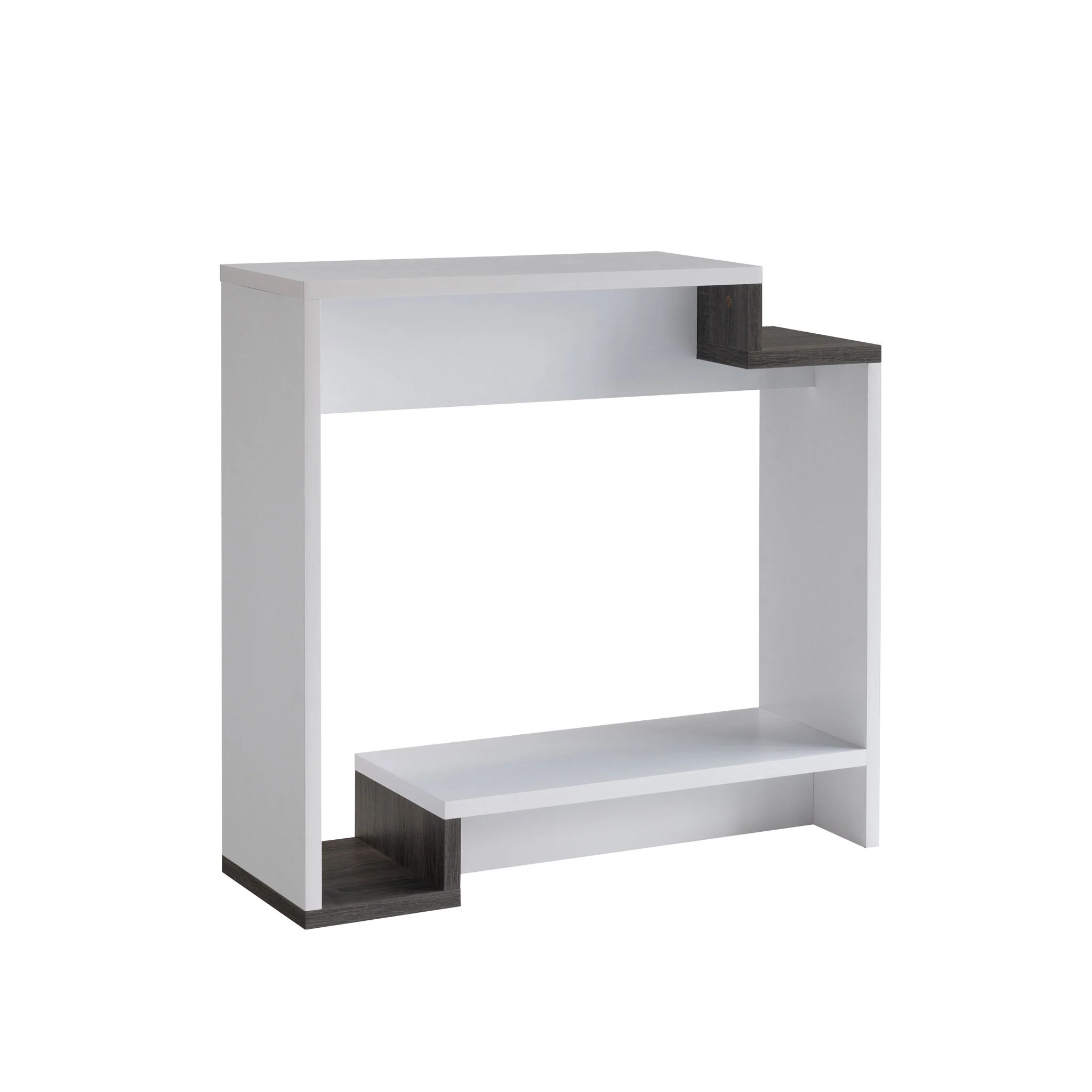 Contemporary Console Table With Two Open Shelves - White / Gray - Image 4