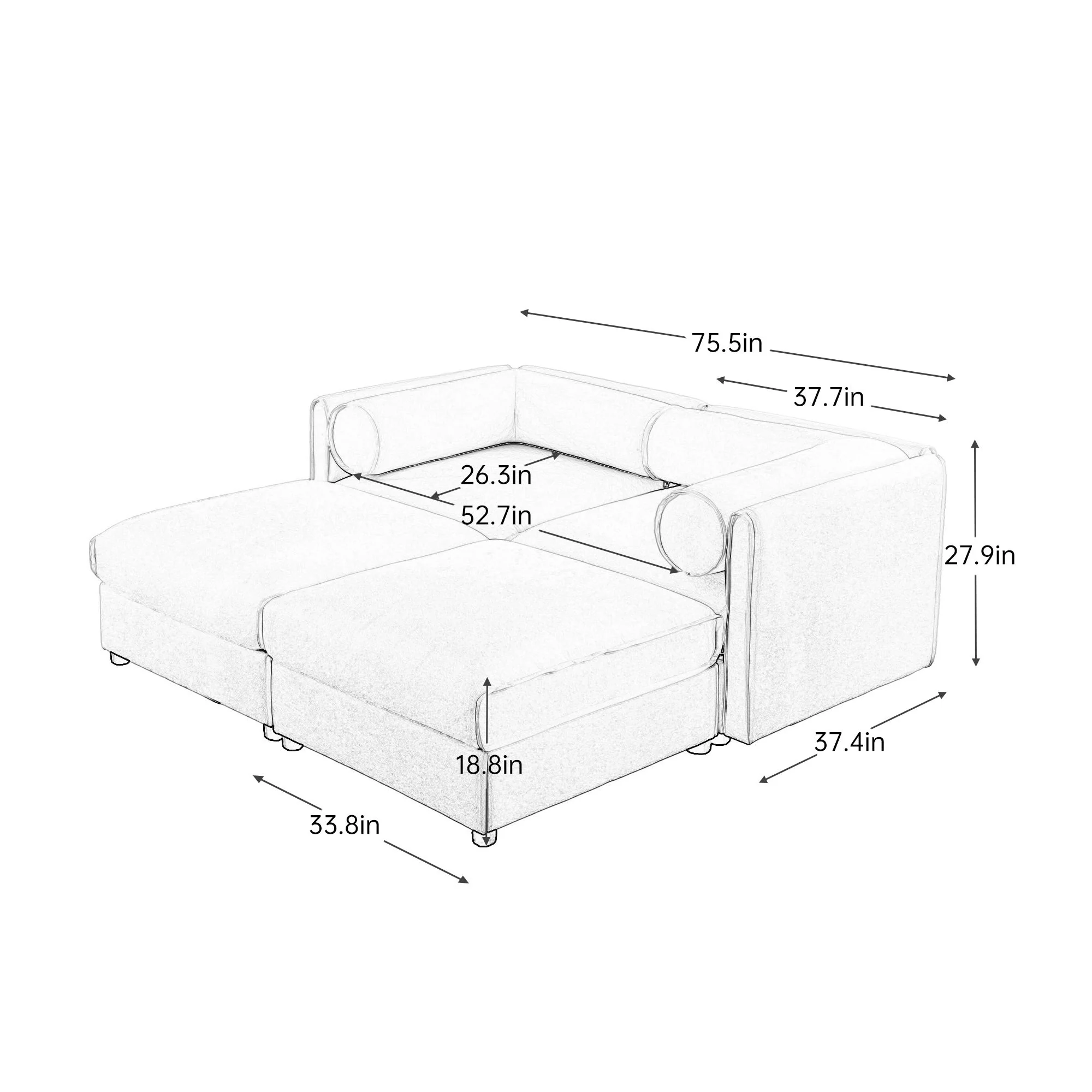 Contemporary Elegant Sofa With Storage And Ottoman - Image 19