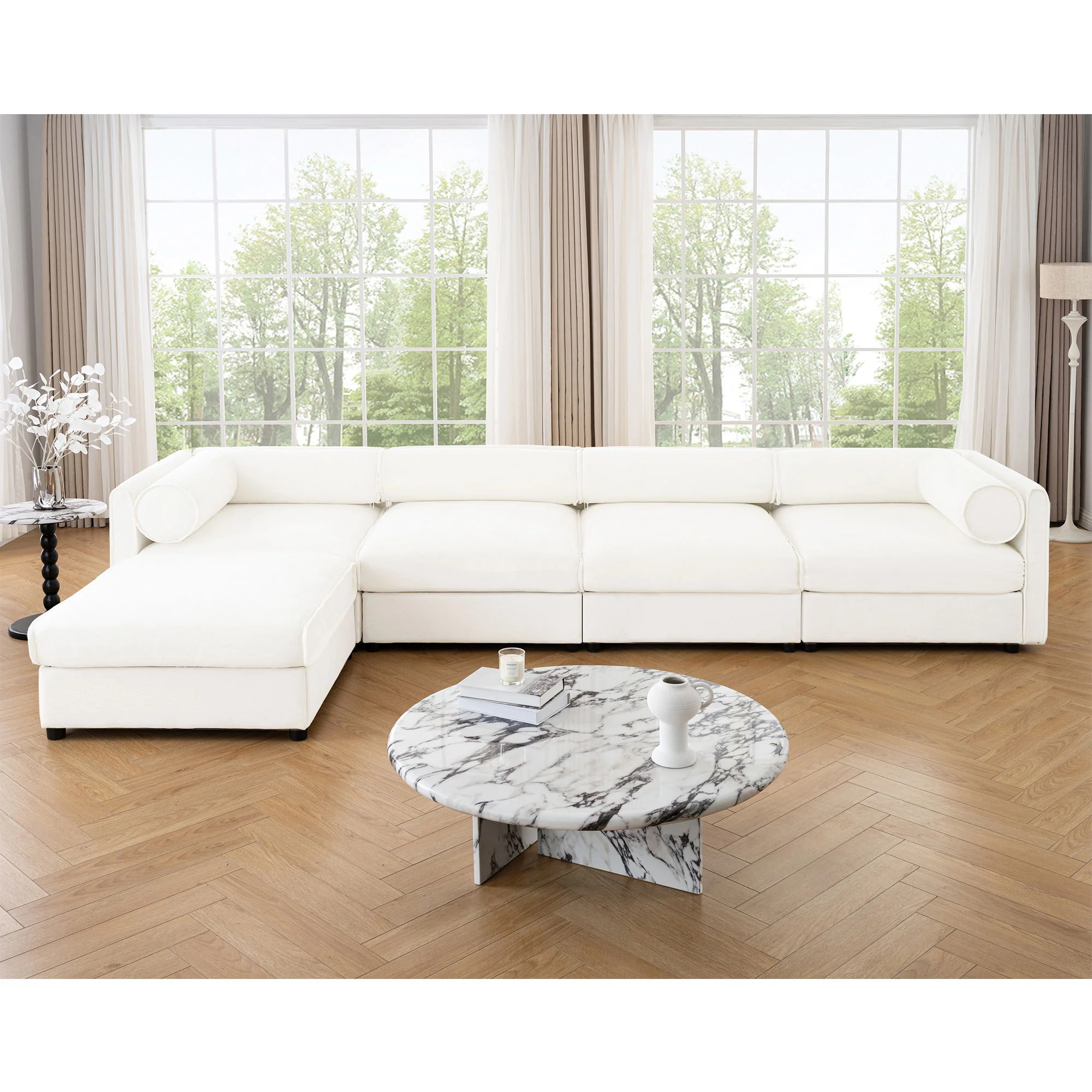 Contemporary Elegant Sofa With Storage And Ottoman - Image 31