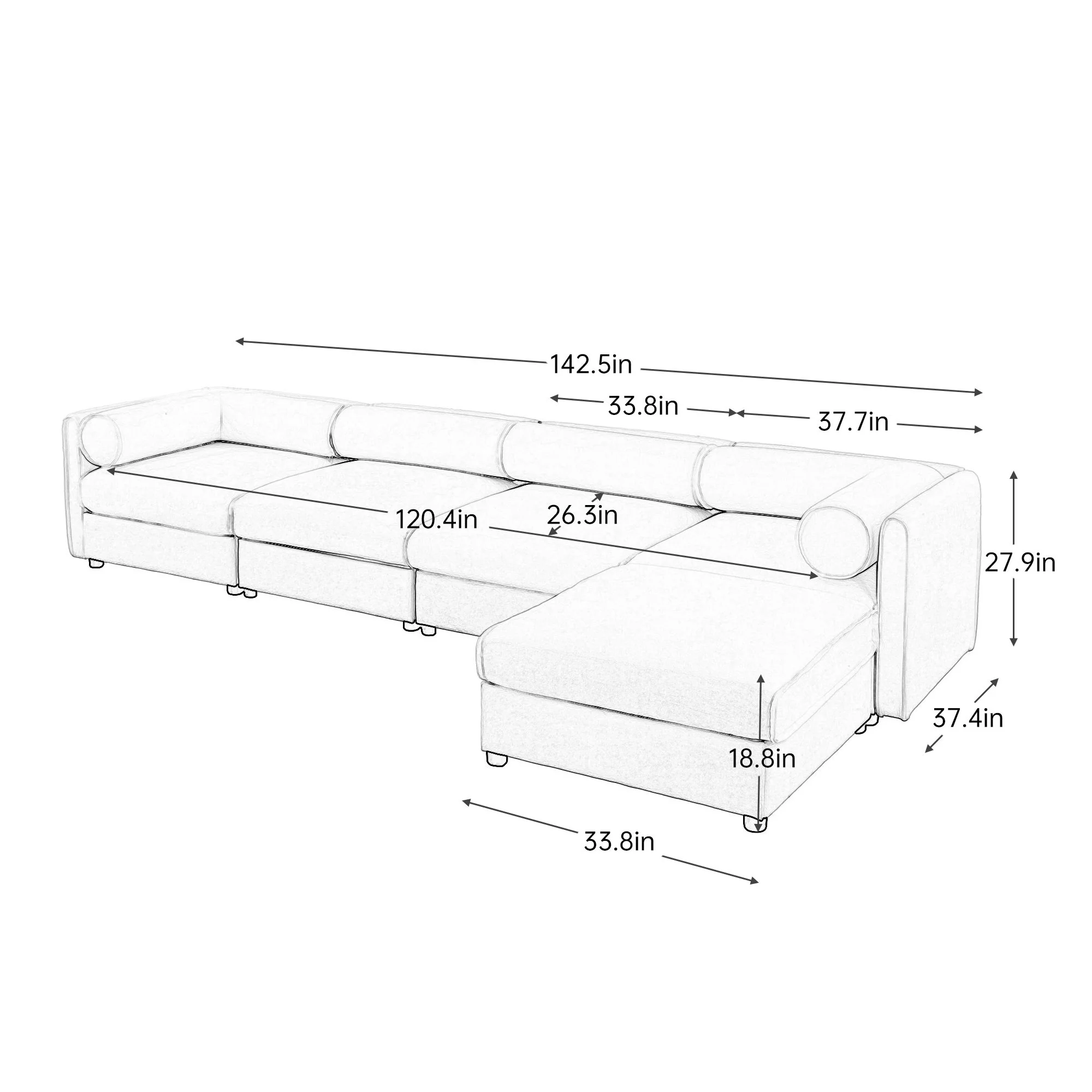 Contemporary Elegant Sofa With Storage And Ottoman - Image 46