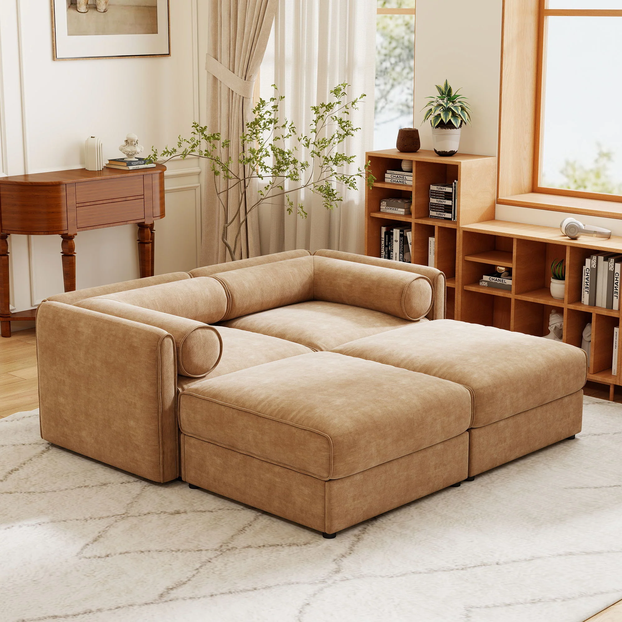 Contemporary Elegant Sofa With Storage And Ottoman - Image 50