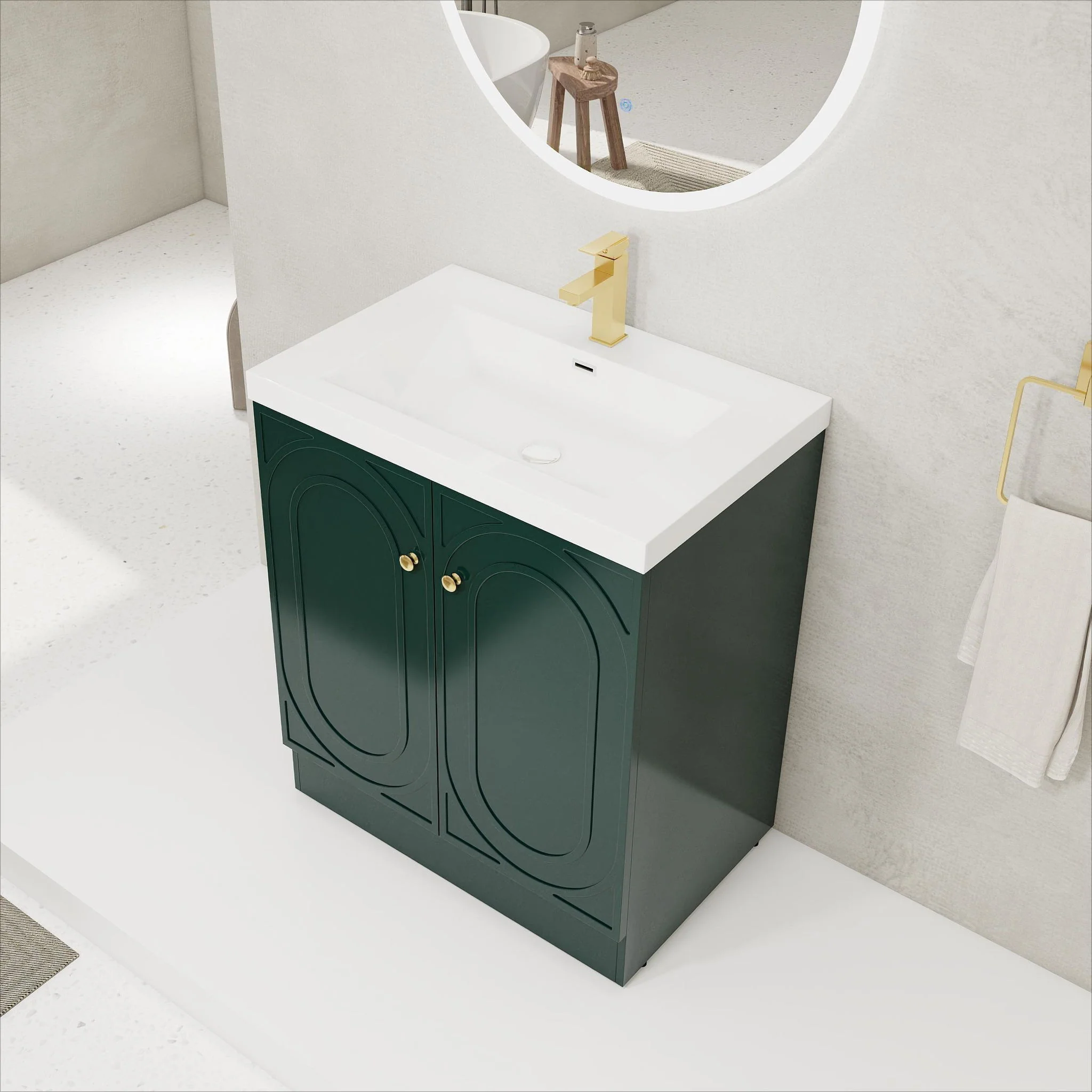 Contemporary Freestanding Bathroom Vanity With Resin Sink & Soft-Close Cabinet Doors - Image 34