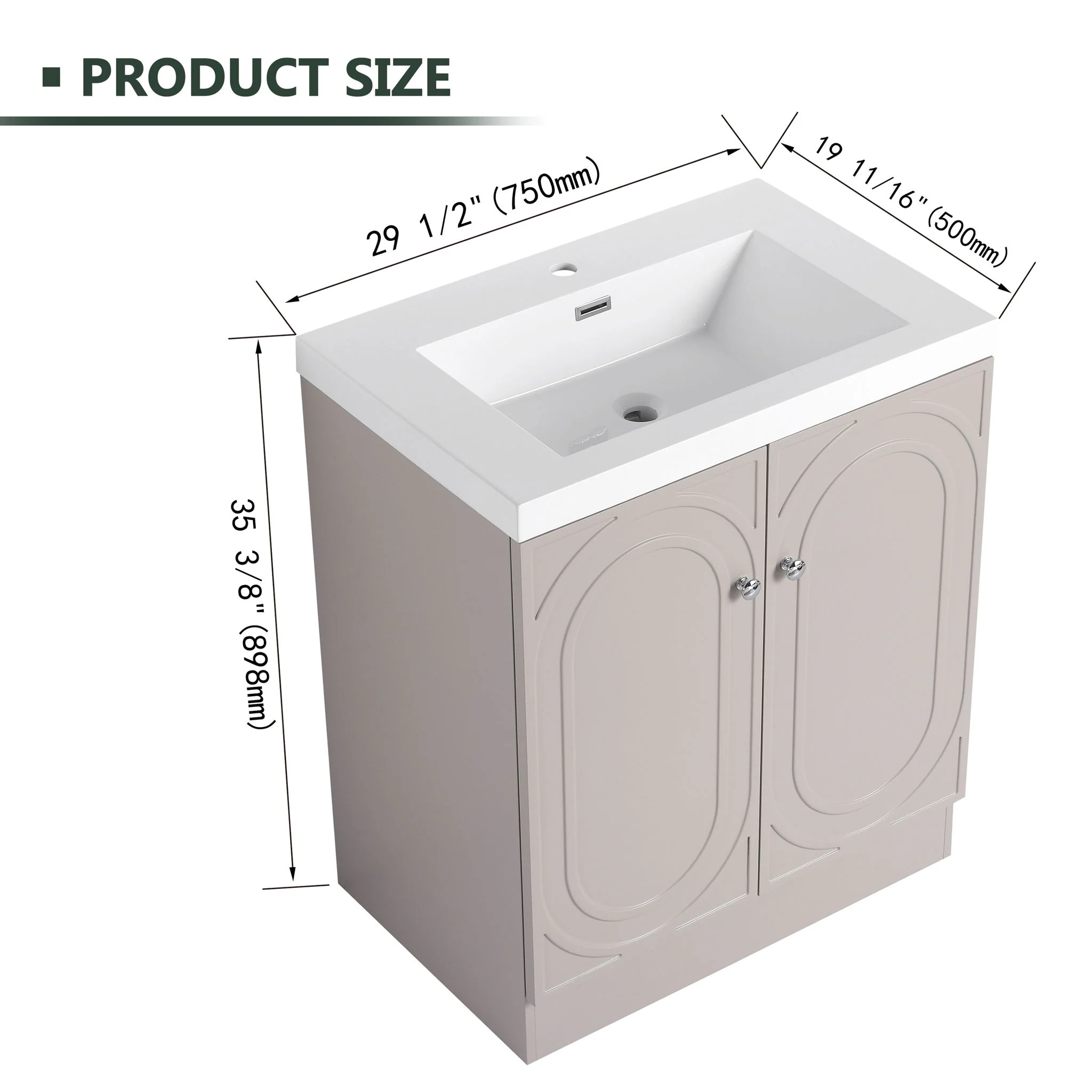 Contemporary Freestanding Bathroom Vanity With Resin Sink & Soft-Close Cabinet Doors - Image 36