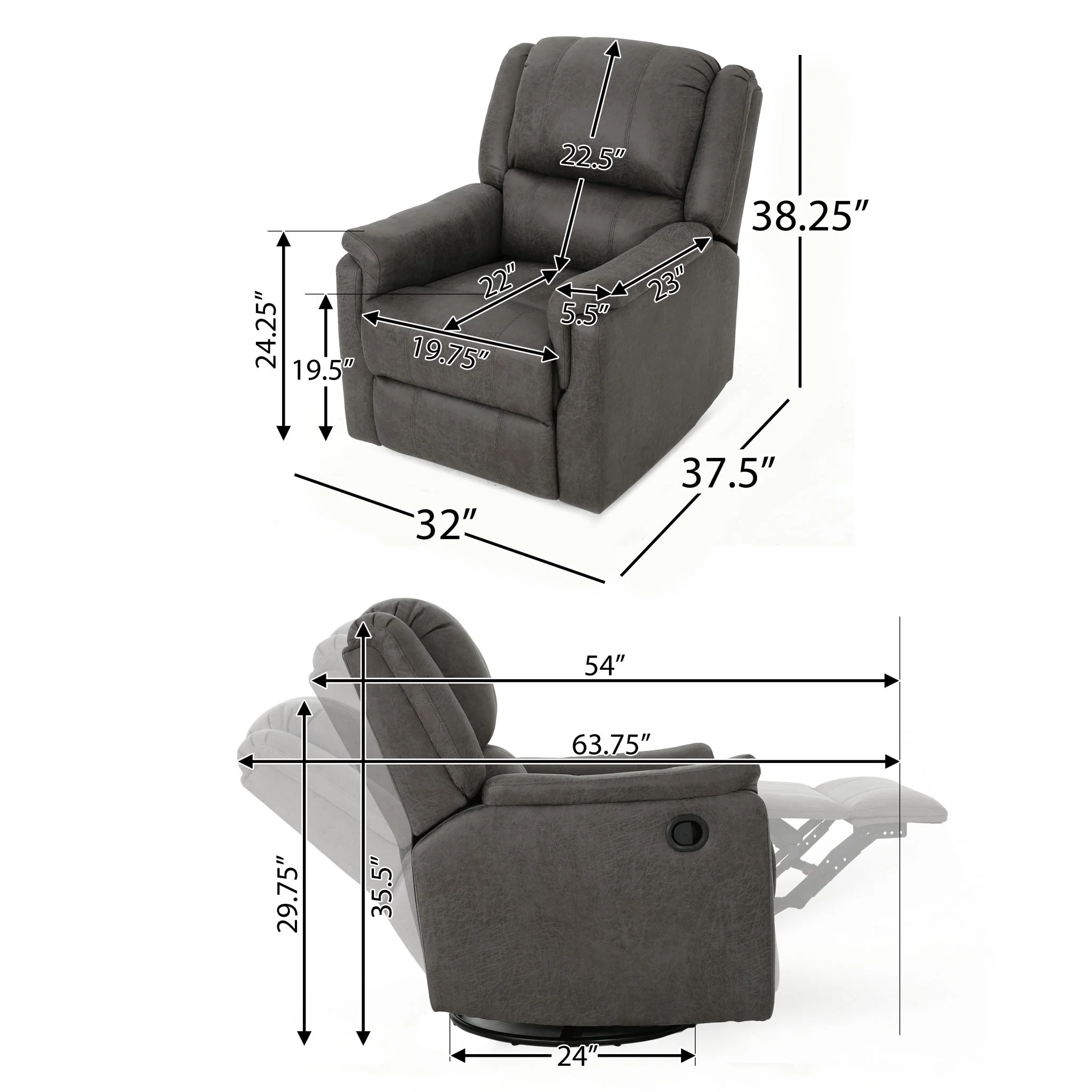 Contemporary Glider Recliner With Swivel Function - Image 6