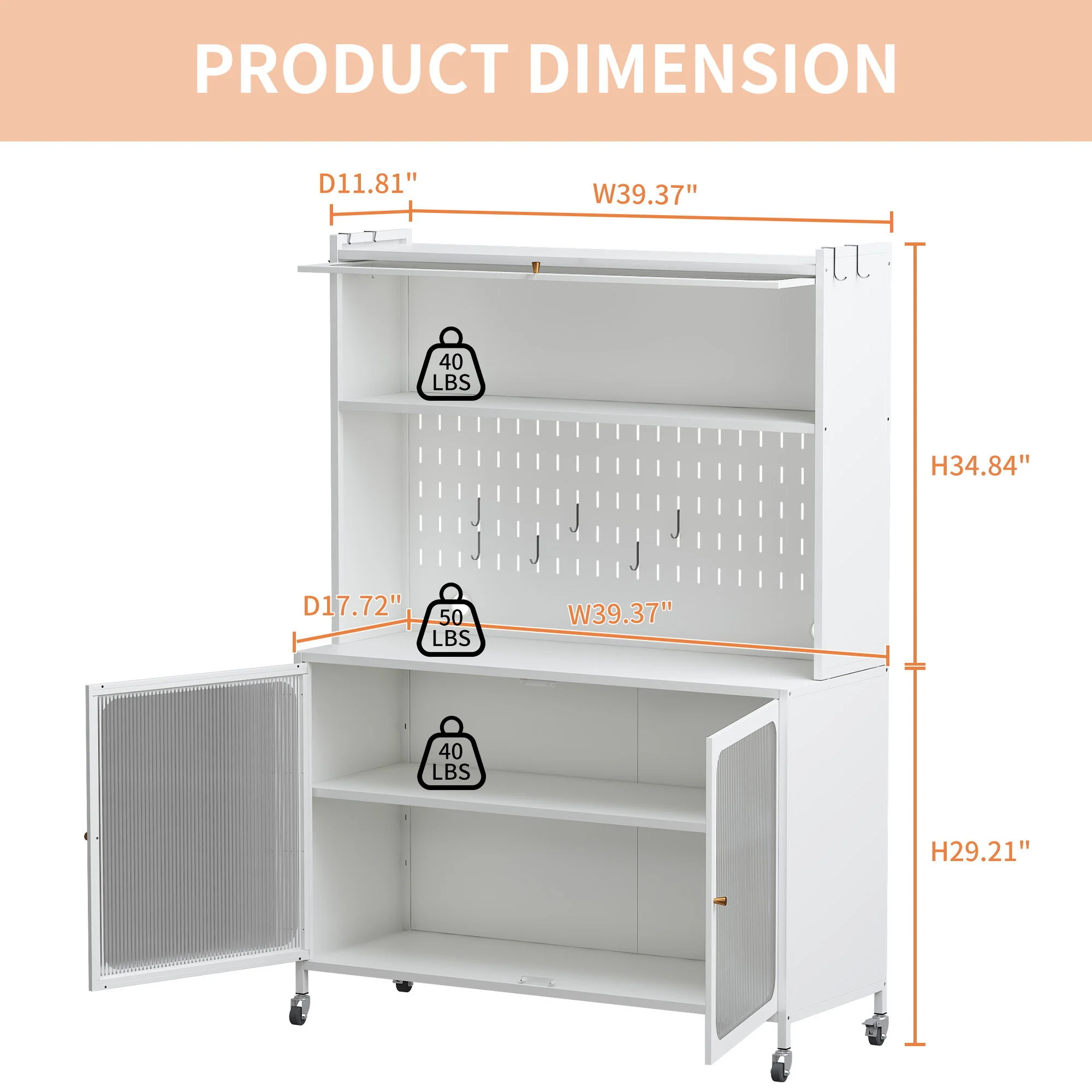 Contemporary Kitchen Pantry Cabinet With Glass Doors, Adjustable Shelves, Steel - Brushed Nickel - Image 2