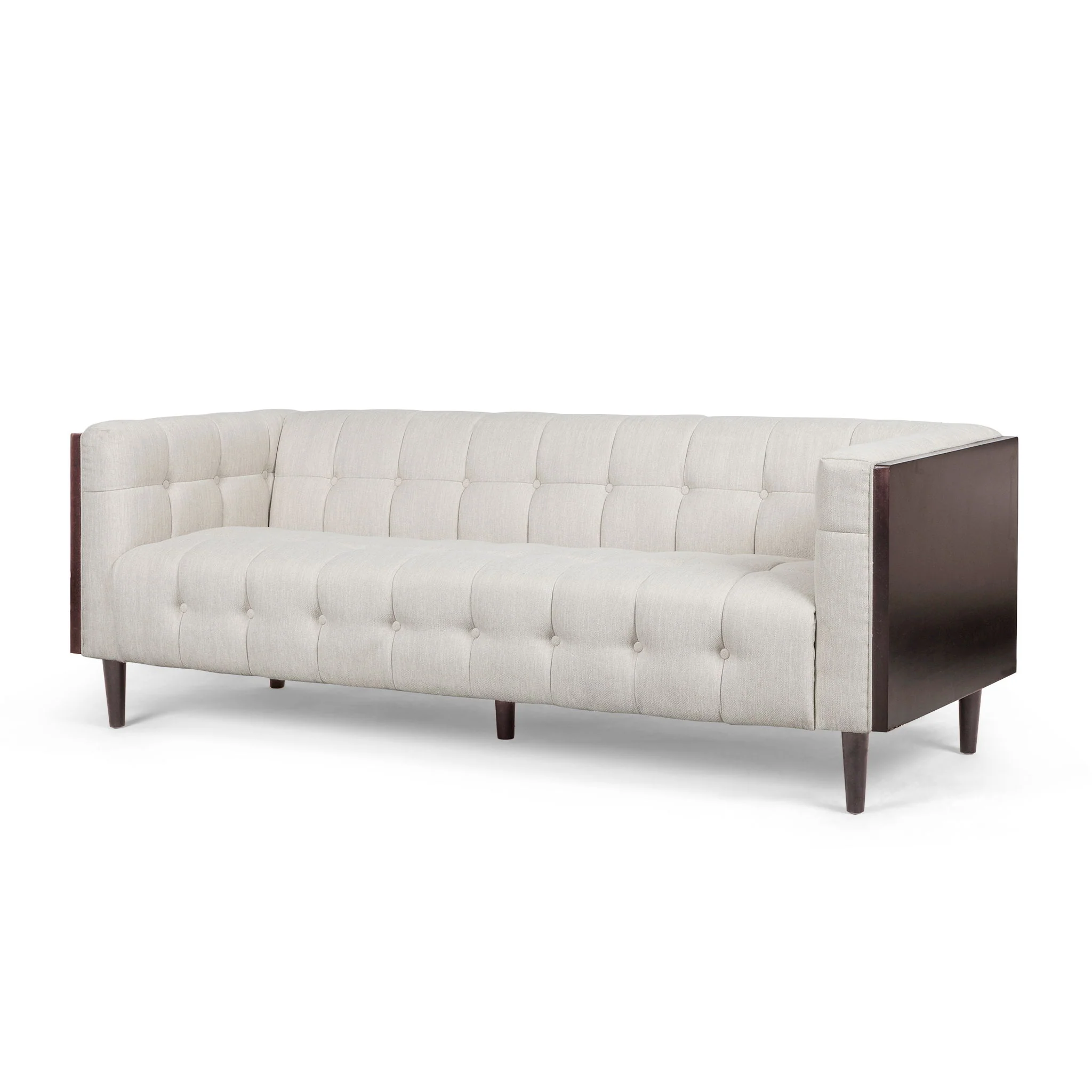 Contemporary Mid-Century Charm 3 Seater Sofa With Button Tufted Waffle Stitching - Image 3