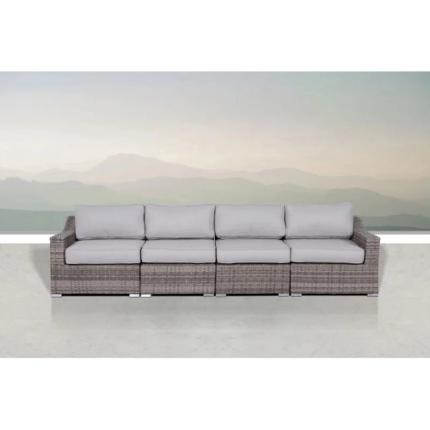 Contemporary Outdoor Rattan Wicker Sectional Seating Group With Cushions - Image 15