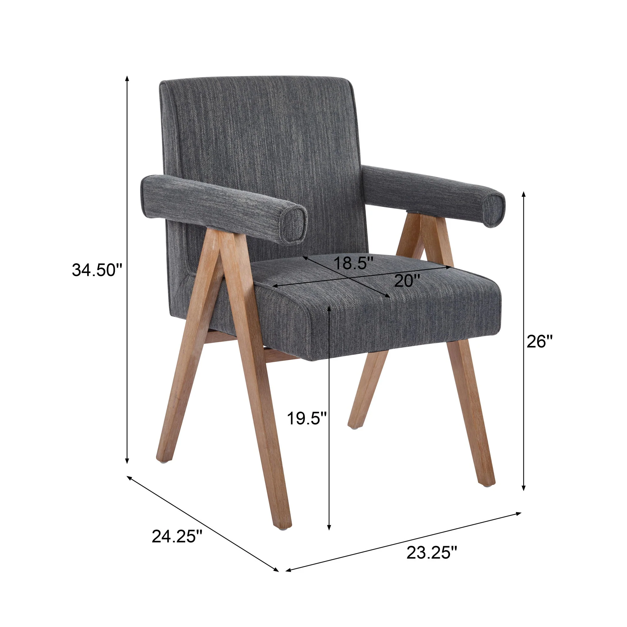 Contemporary Poppy Fabric Dining Armchair With Rubberwood Legs - Image 5