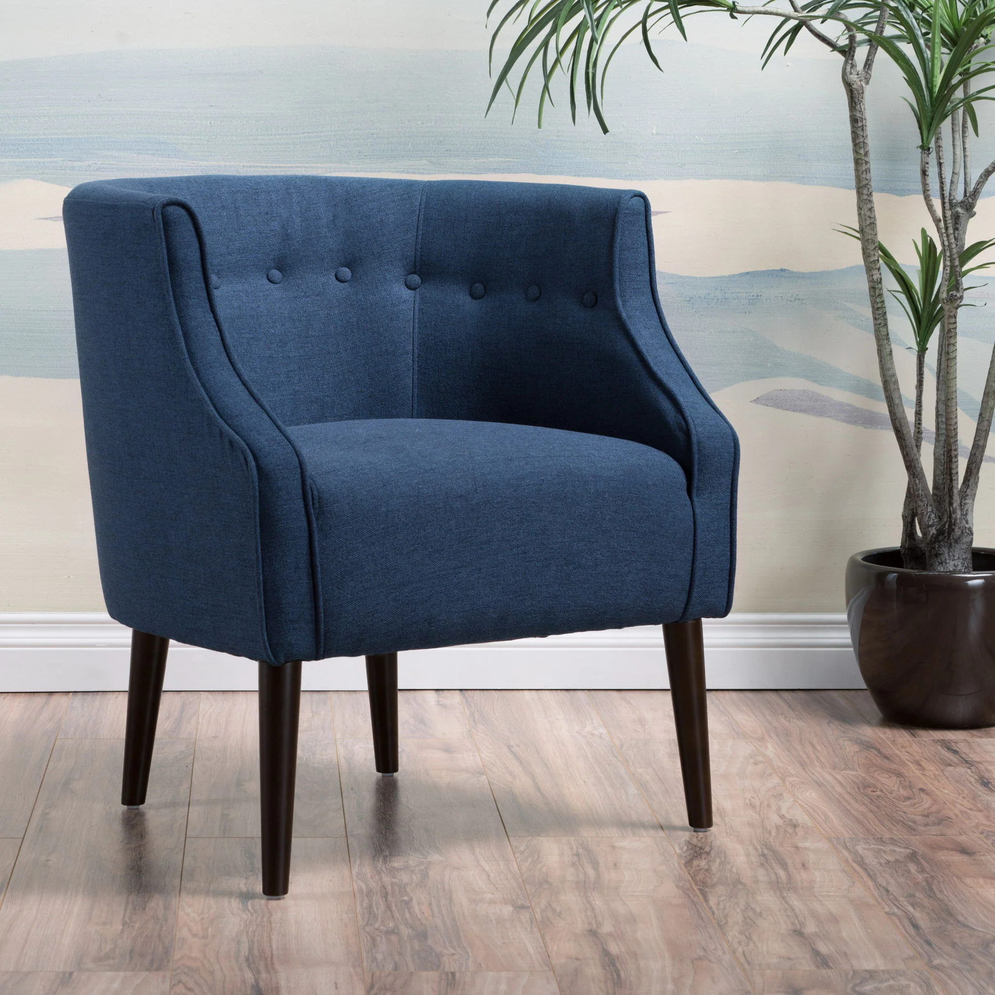 Contemporary Upholstered Club Chair With Button Tufting - Image 12