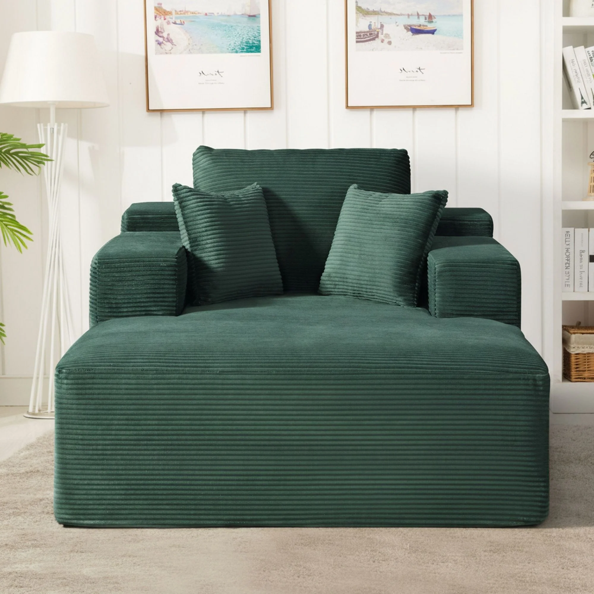 Convertible Chaise Lounge Chair With Wide Armrest & Throw Pillows - Image 15