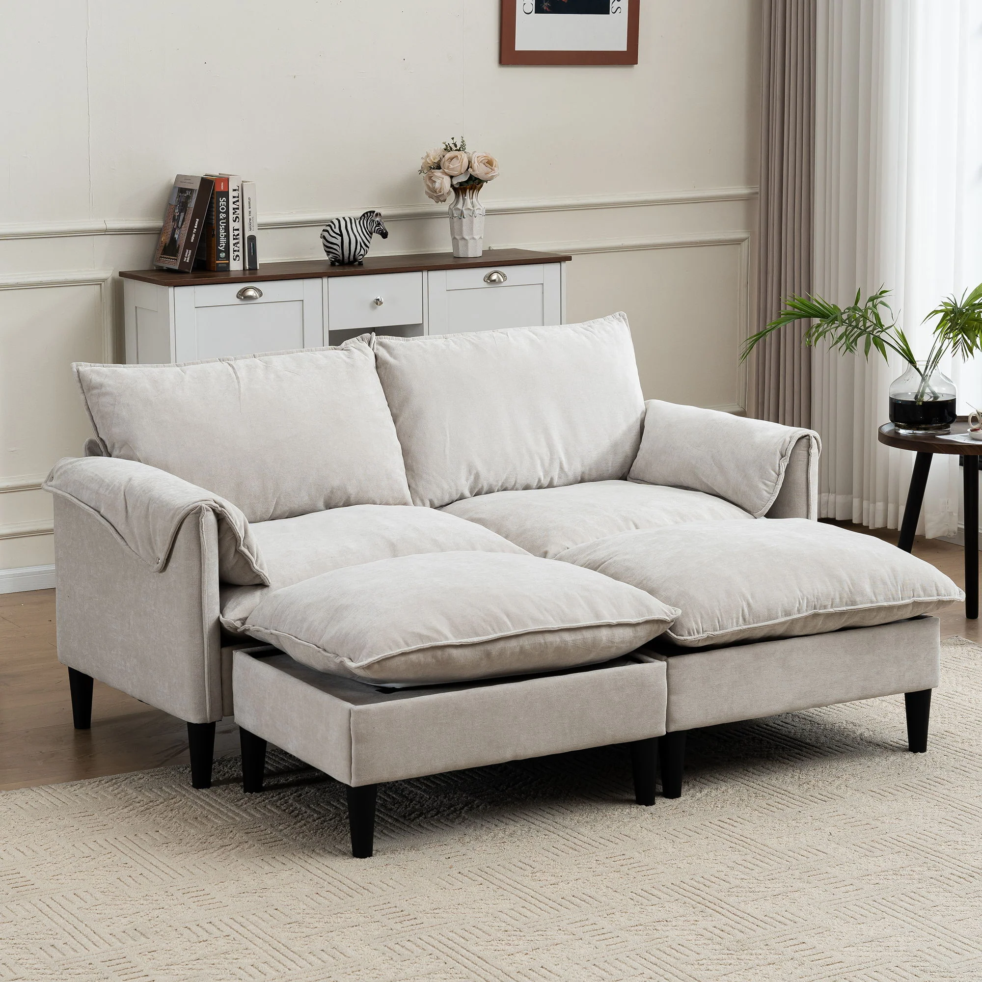 Convertible Combination Sofa With Footstools With Storage - Image 13
