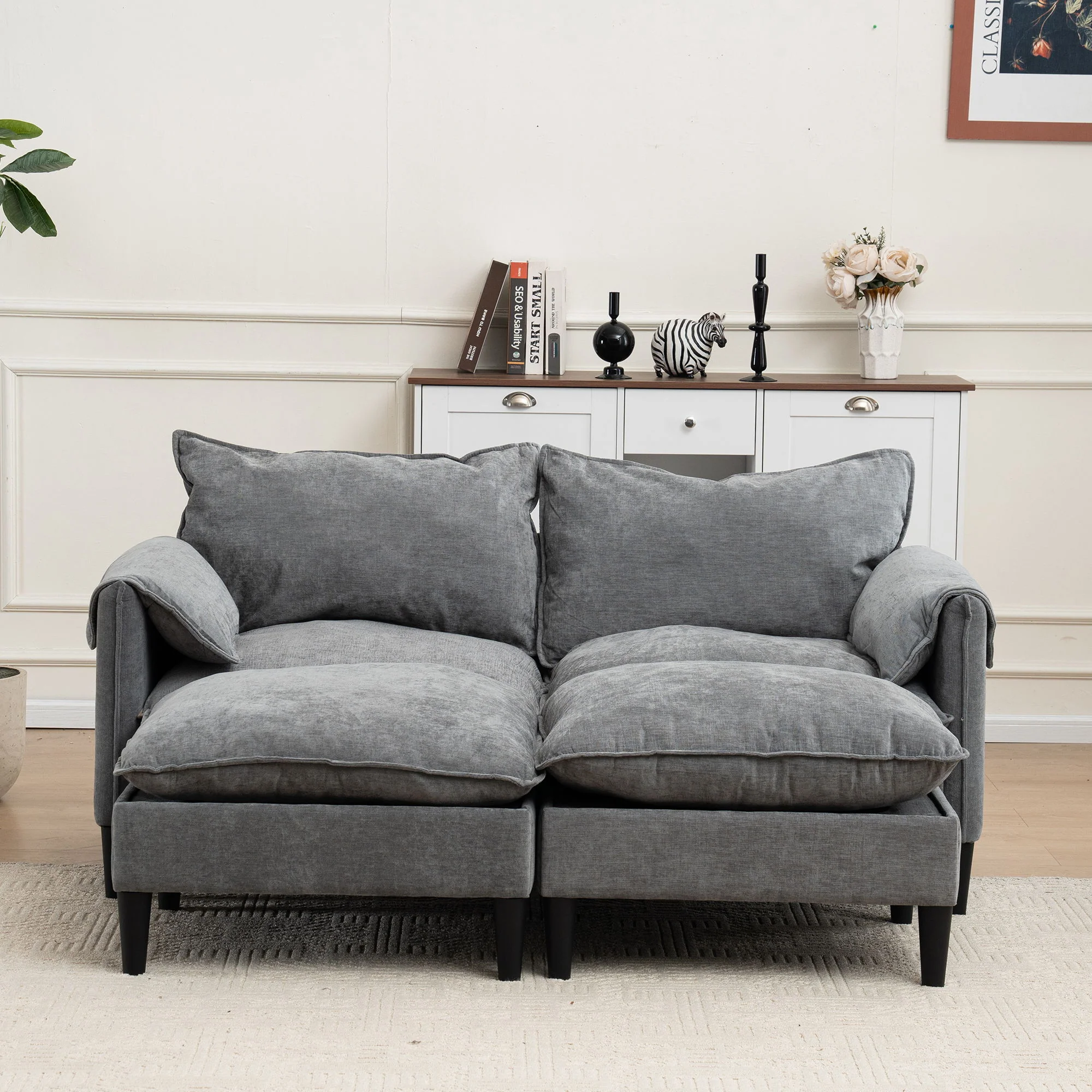Convertible Combination Sofa With Footstools With Storage - Image 18