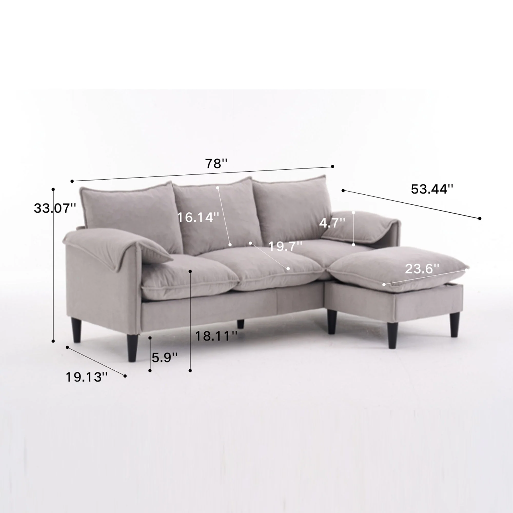 Convertible Combination Sofa With Footstools With Storage - Image 21