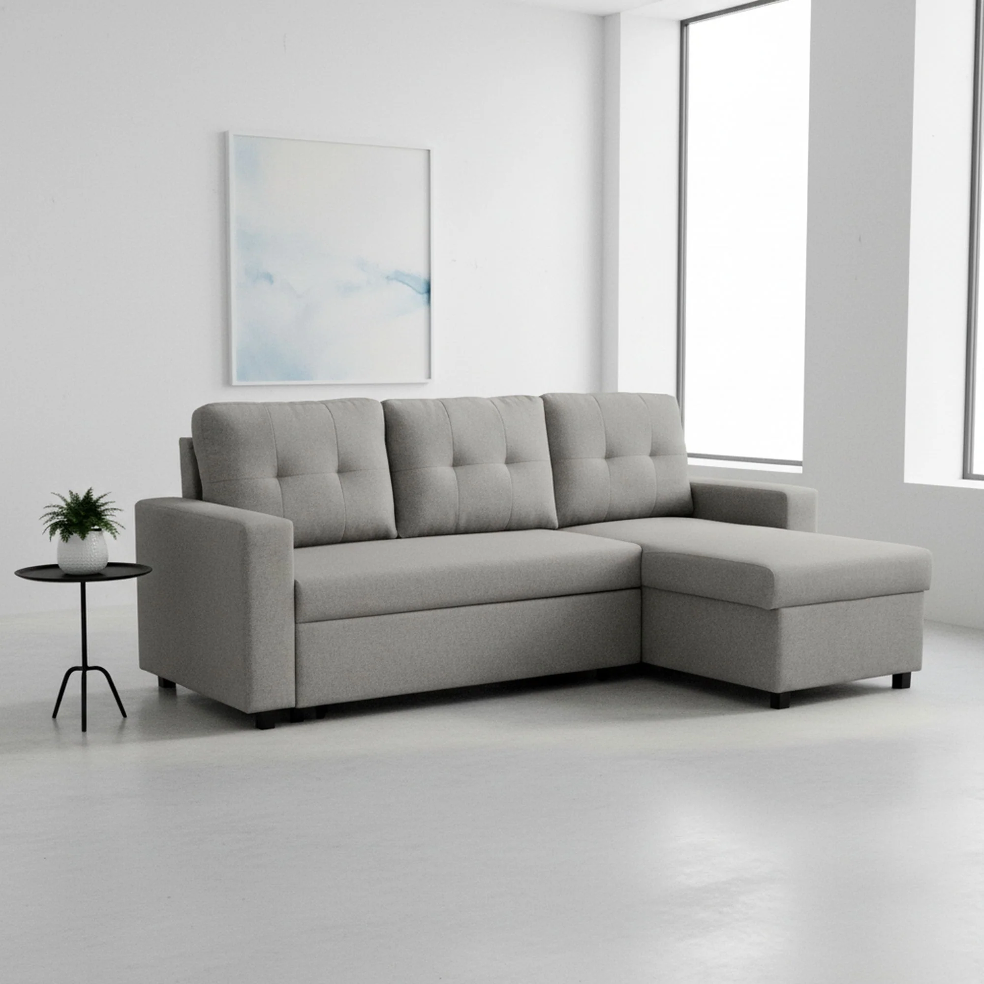 Convertible L Shaped Sectional Sleeper Sofa Bed, Saving Pull Out Couch - Image 5