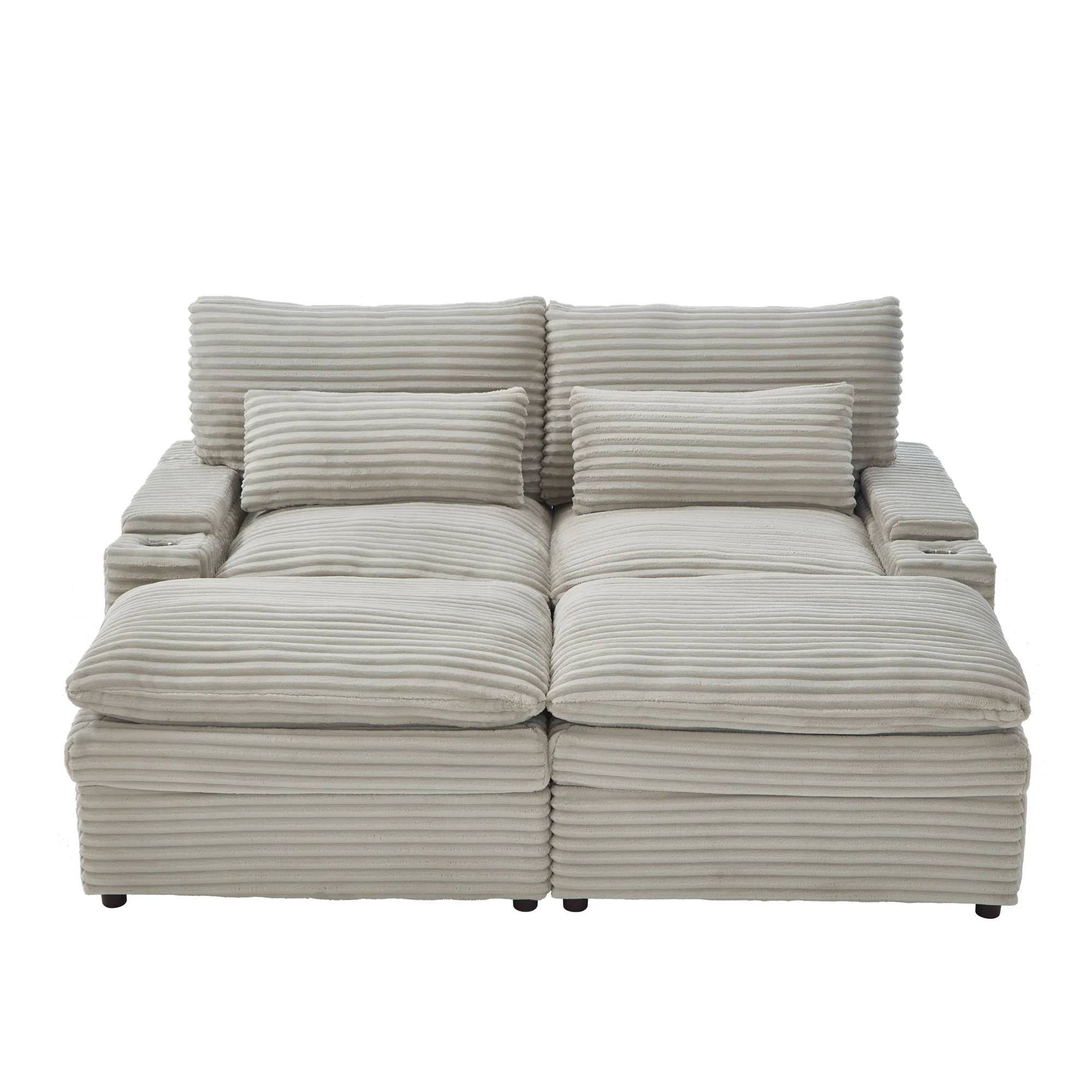 Convertible Loveseat Sofa With Storage, USB Ports, Cup Holders - Image 2