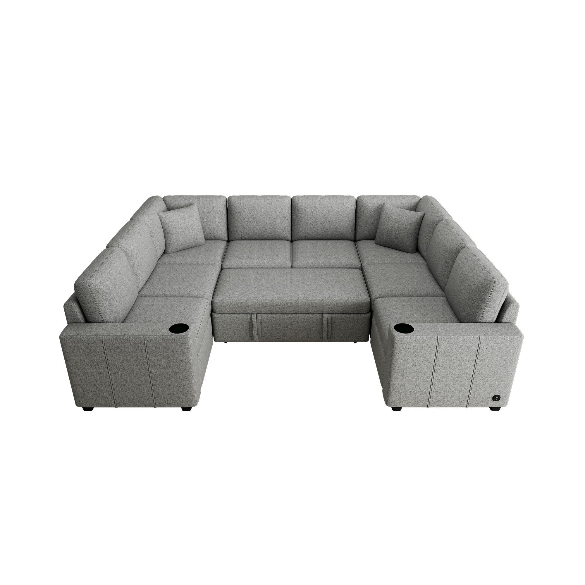 Convertible U-Shaped Sectional Sofa With Pull-Out Bed - Image 2