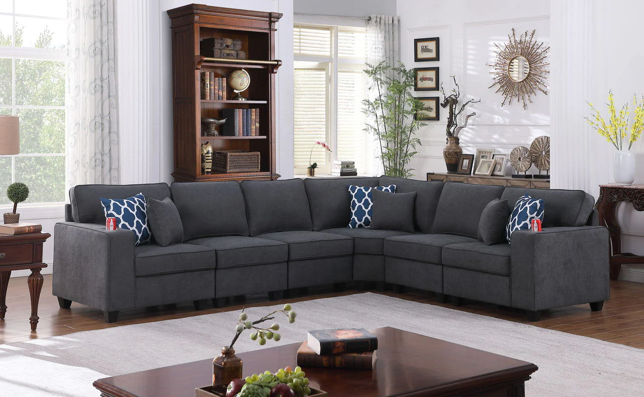 Cooper - Woven Sectional Sofa With Cupholder - Image 2