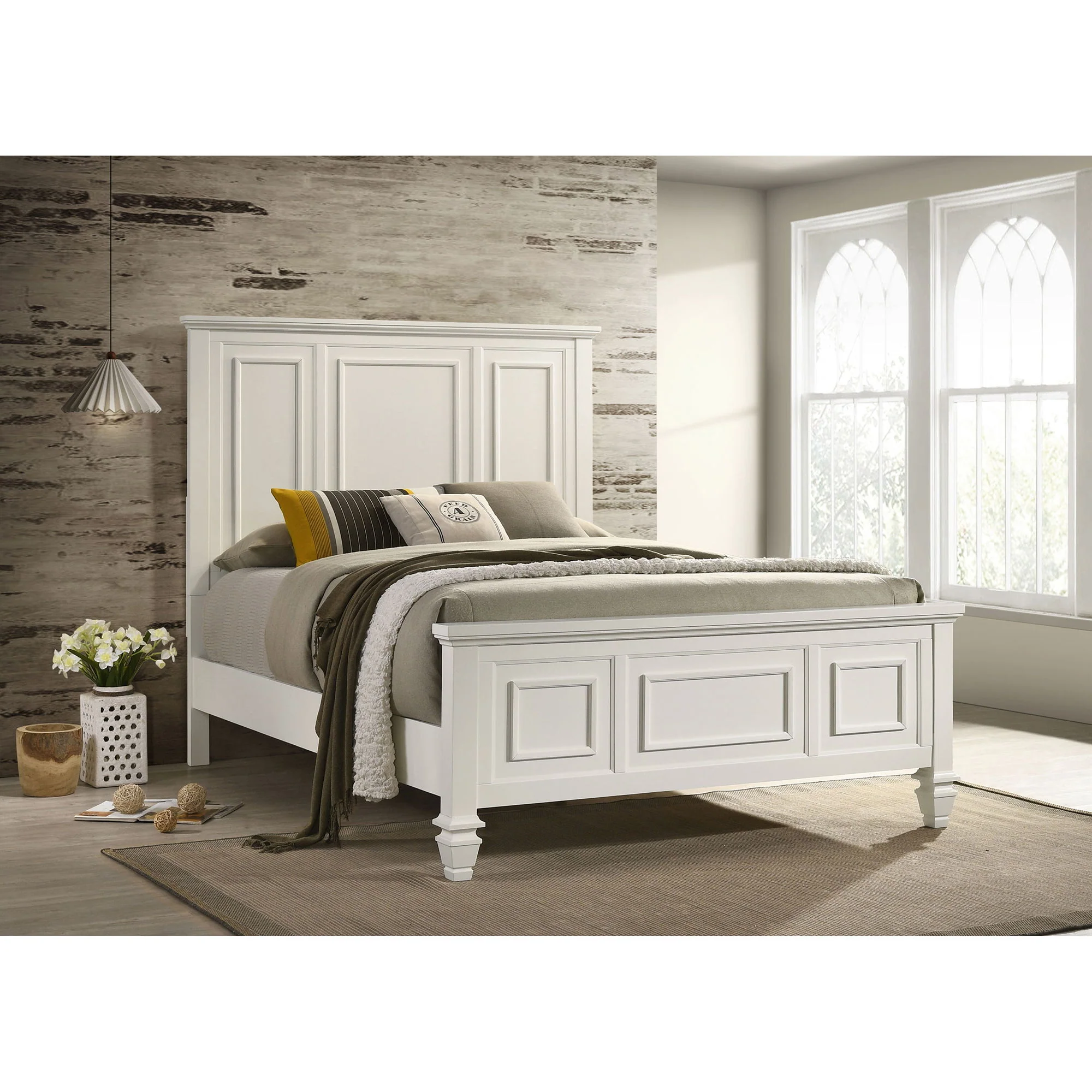 Copper - Queen Panel Bed With Structured Headboard And Slatted Design - White - Image 2