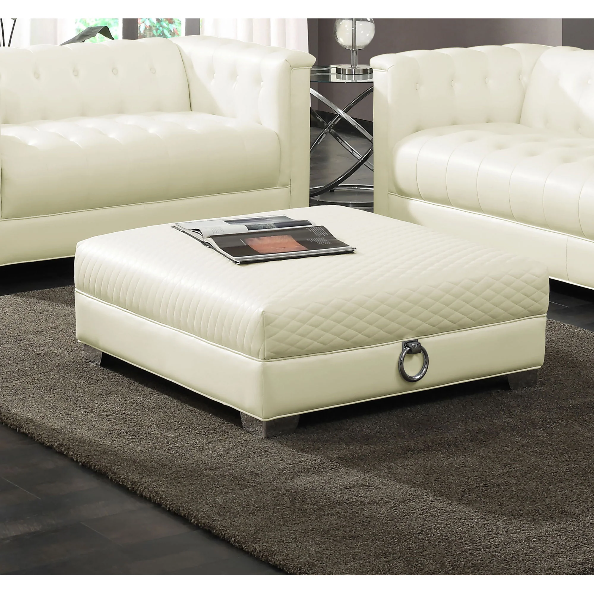 Cordelia - Square Ottoman - White - Image 2